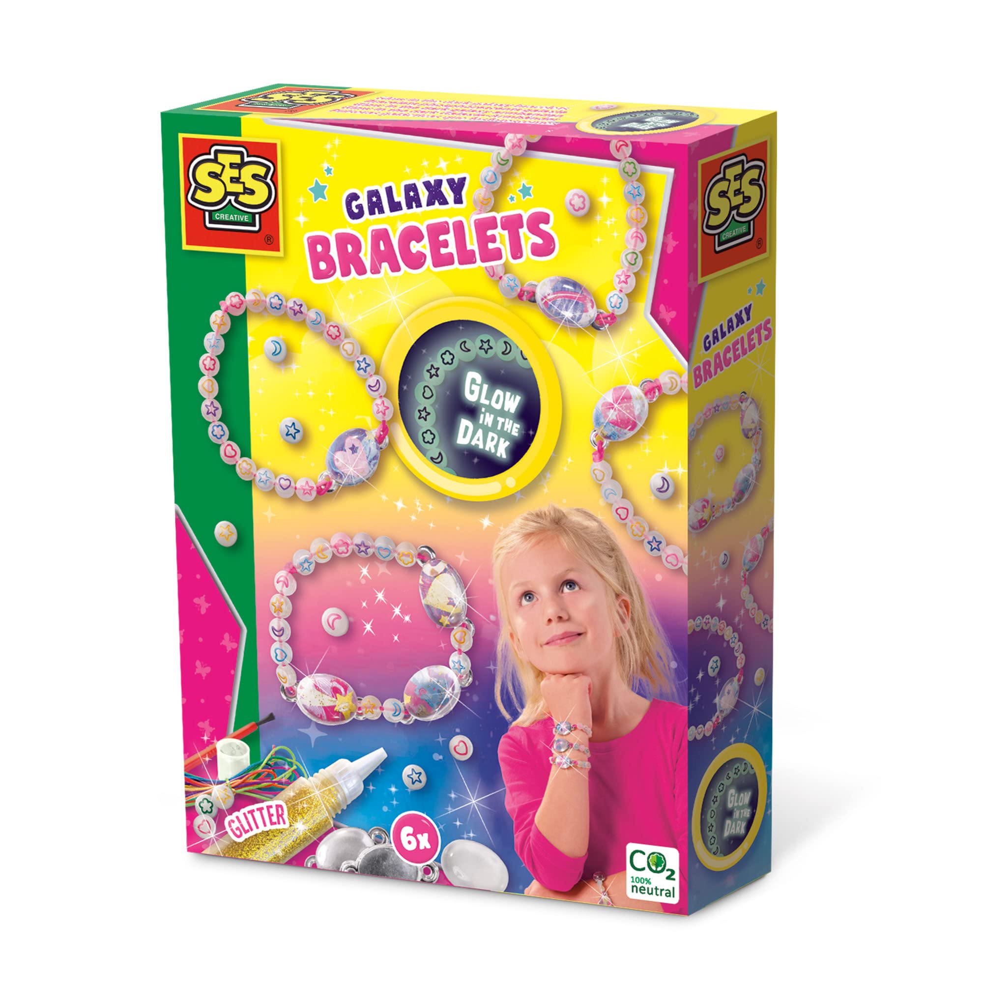 SES Creative 14761 Glow in The Dark Armbänder Galaxy, Rot