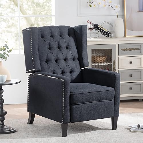 Wingback - Silla reclinable de tela, moderna con respaldo alto, cómoda silla de lectura, sillas con respaldo copetudo con brazos para dormitorio y