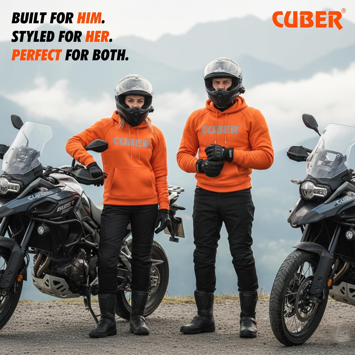CUBER MOTORCYCLE HOODIE FOR MEN & WOMEN WITH ARMOR, DUAL SPORT MOTORBIKE RIDING JACKET - Image 3
