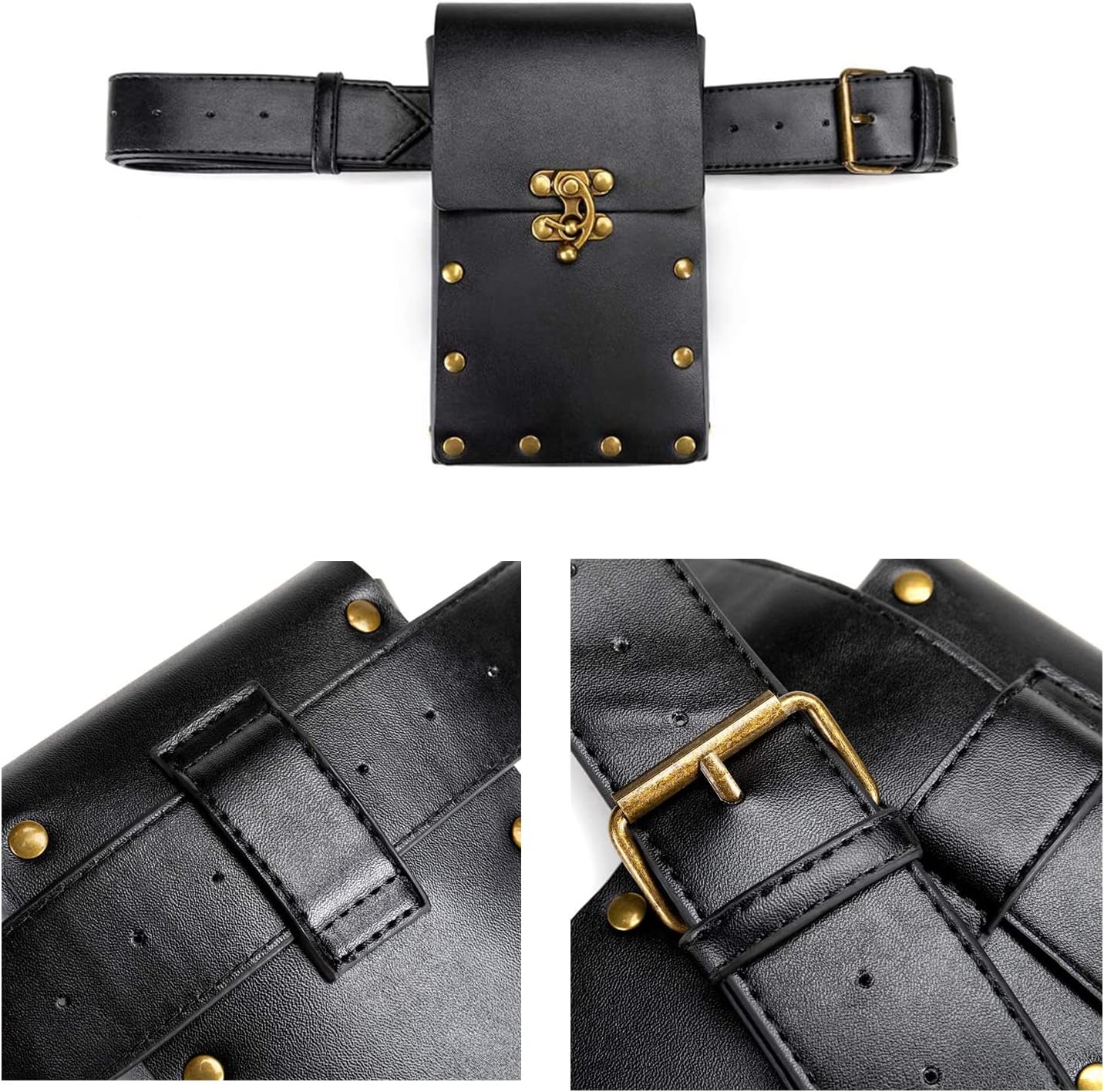 Larswon Plus Size Renaissance Bag Medieval Belt Pouch Leather Belt Pouch Leg Phone Holder Festival Faire