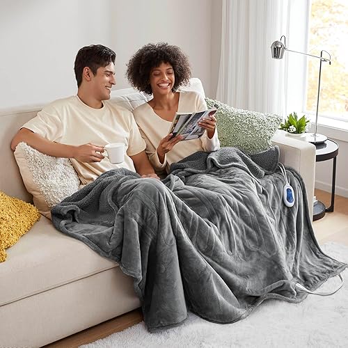 Miniatura 2 de Beautyrest - Manta Eléctrica Reversible de Felpa ultraligera - Manta Eléctrica, Regulador de Múltiples Niveles de Calor Acogedor Sofá Sala de Estar,