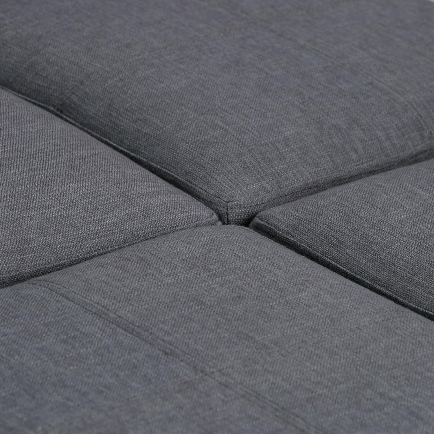 SIMPLIHOME Avalon 35 inch Wide Contemporary Square Coffee Table Storage Ottoman in Slate Grey Linen Look Fabric, Assembled, For the Living Room and Bedroom