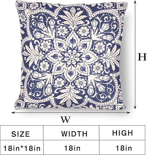 Miniatura 10 de ChezMax Fundas de almohada chinoiserie, funda de almohada decorativa de lino azul y blanco, funda de cojín floral para sofá, cama, sala de estar,