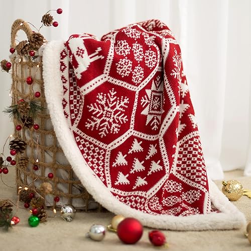 Miniatura 5 de GINAMUSE Manta de punto Sherpa para sofá, manta de punto de 50 x 60 pulgadas, manta reversible gruesa y cálida para invierno, manta de punto súper