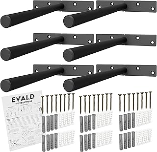 EVALD Heavy Duty Floating Shelf Bracket | 8-Inch Floating Mantel Bracket, Screws, and Anchors | Hidden Shelf Bracket for Home Improvement | Heavy Duty Floating Shelf Hardware for Office and Home Decor