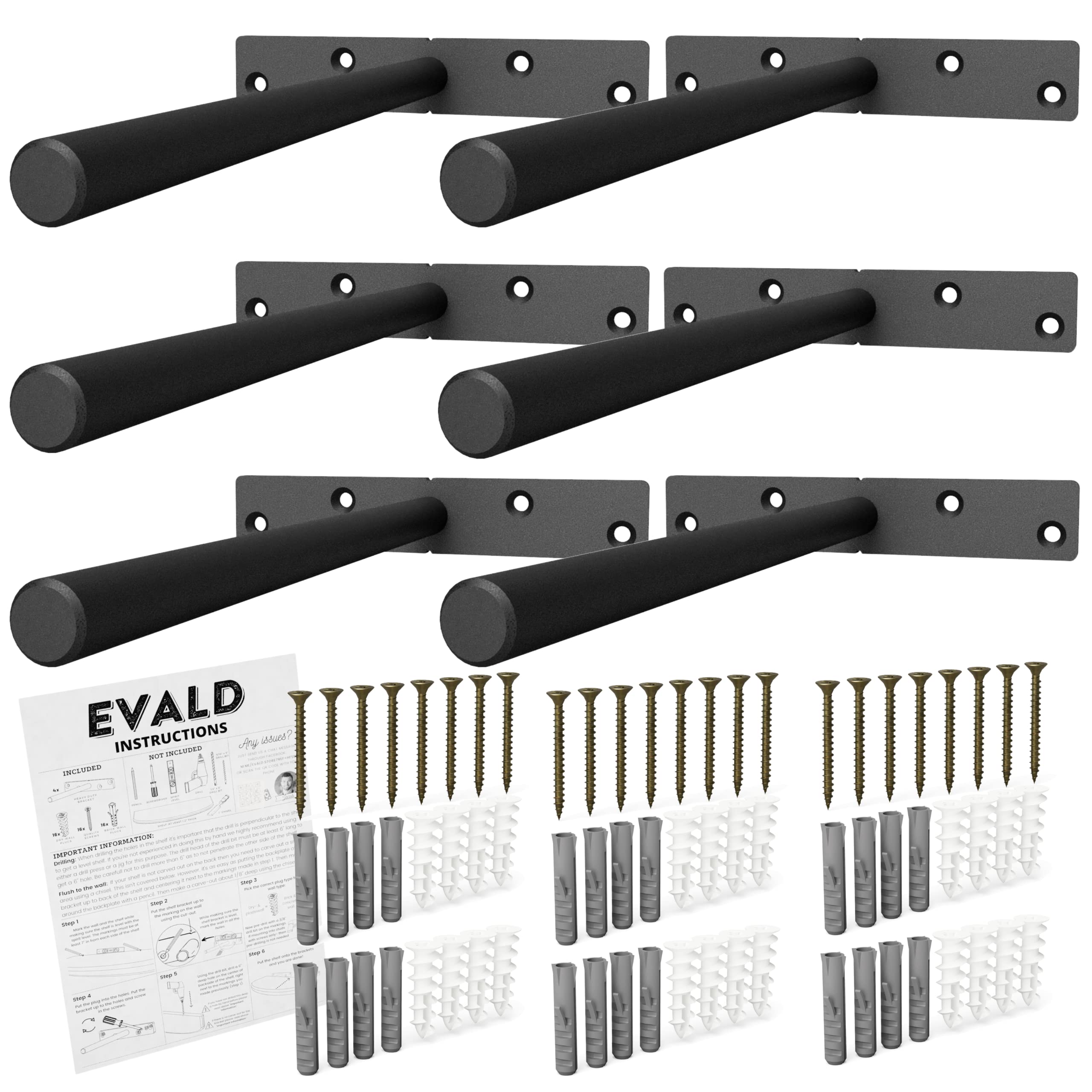 Amazon.com: EVALD Heavy Duty Floating Shelf Bracket | 8-Inch Floating ...