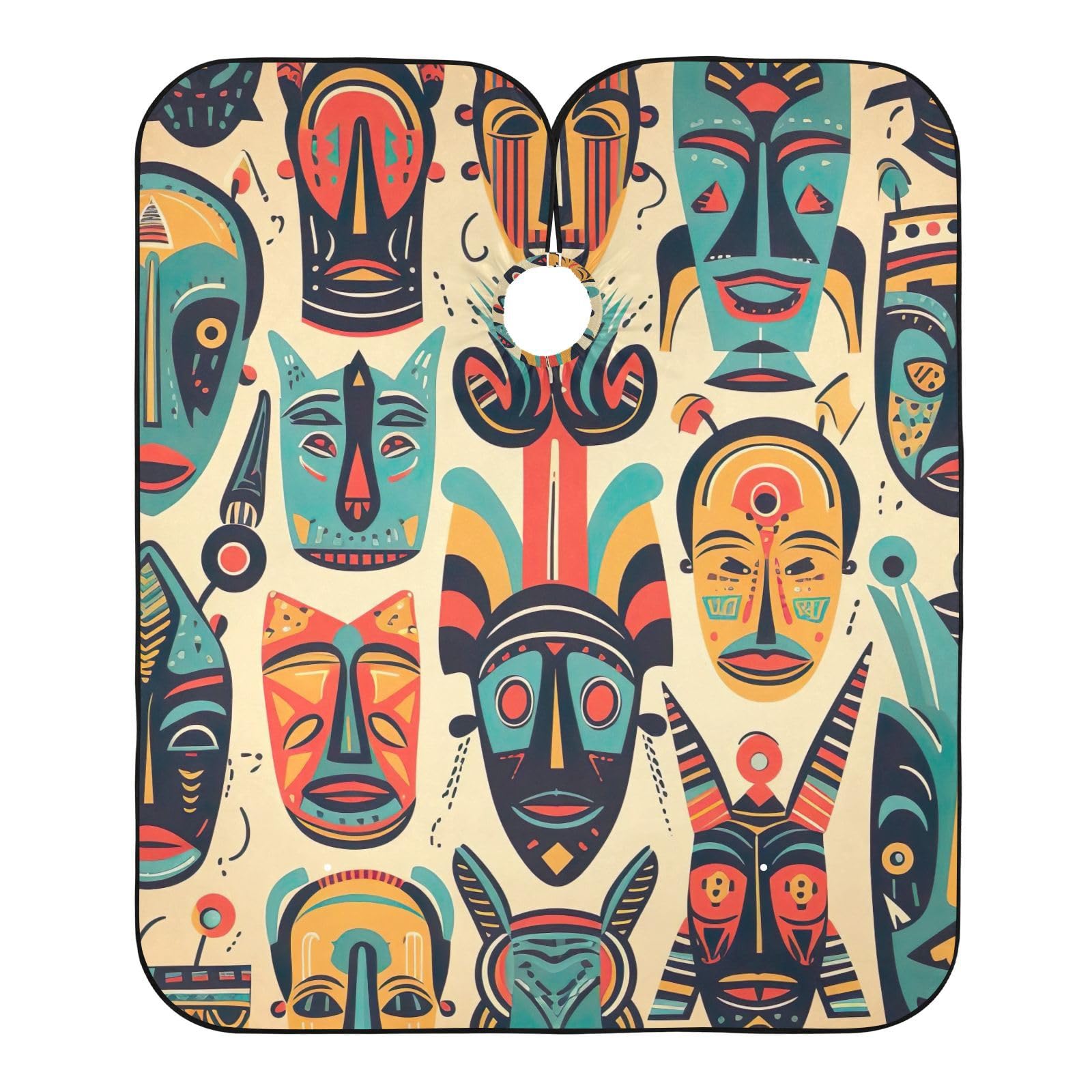 Hezely African Tribal Masks Hair Dye Cape, Barber Cape for Adults,Waterproof Salon Cape,Waterproof Hairdressing Styling Hair Cutting, 65