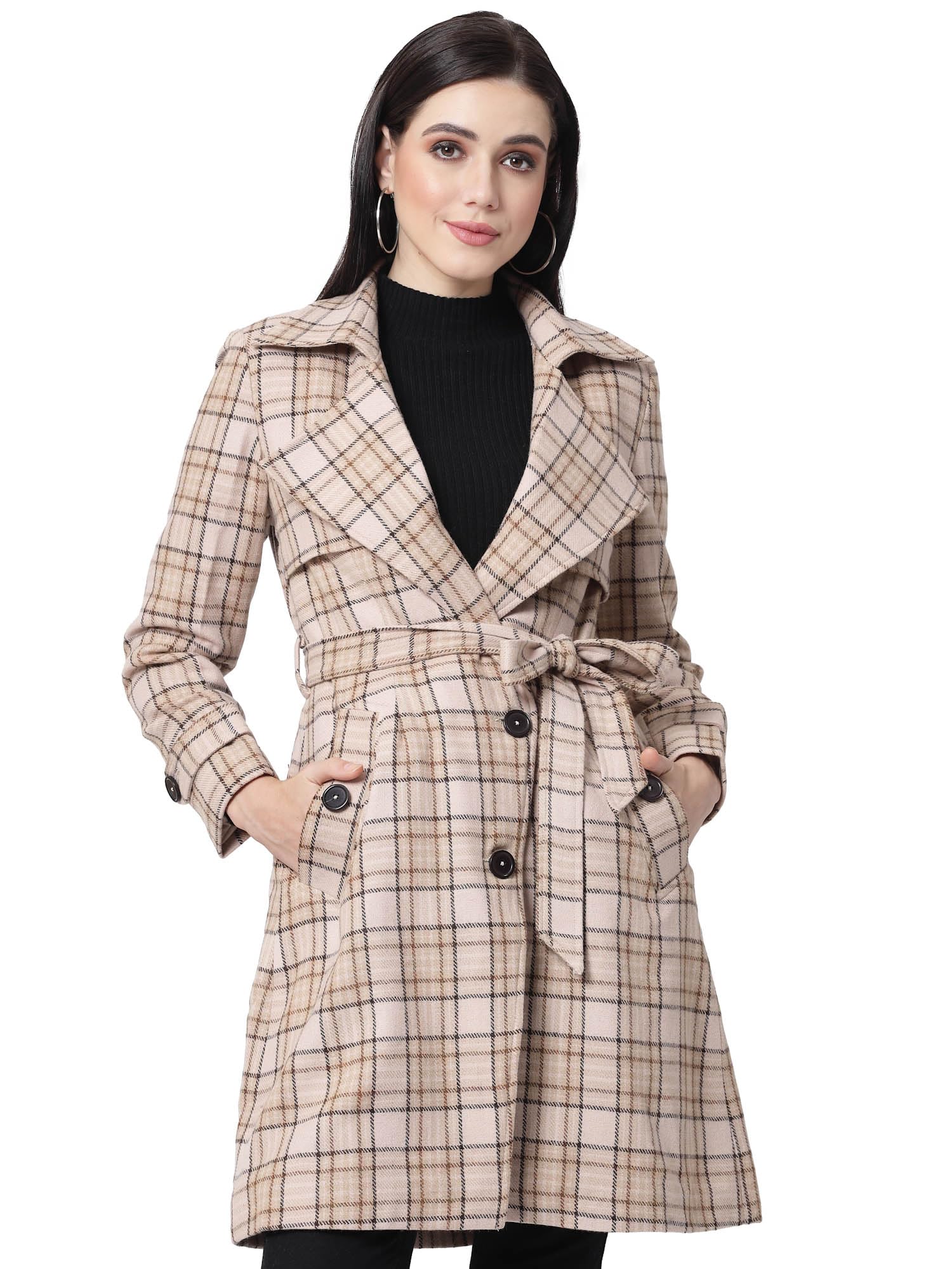 owncraft women Double breasted wool check coat-picture-24