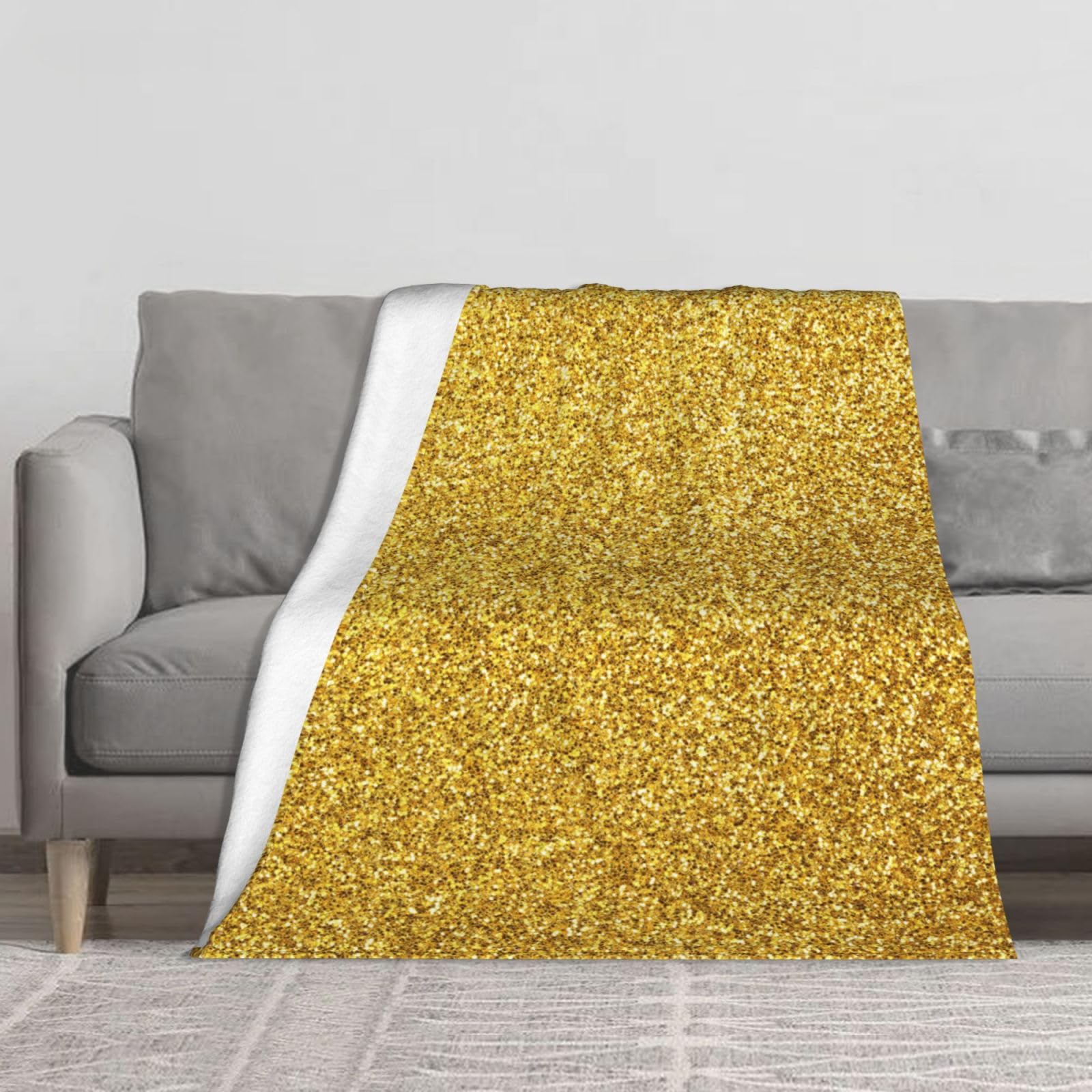 Couverture en flanelle chic paillettes dorées jeté de canapé luxe doux