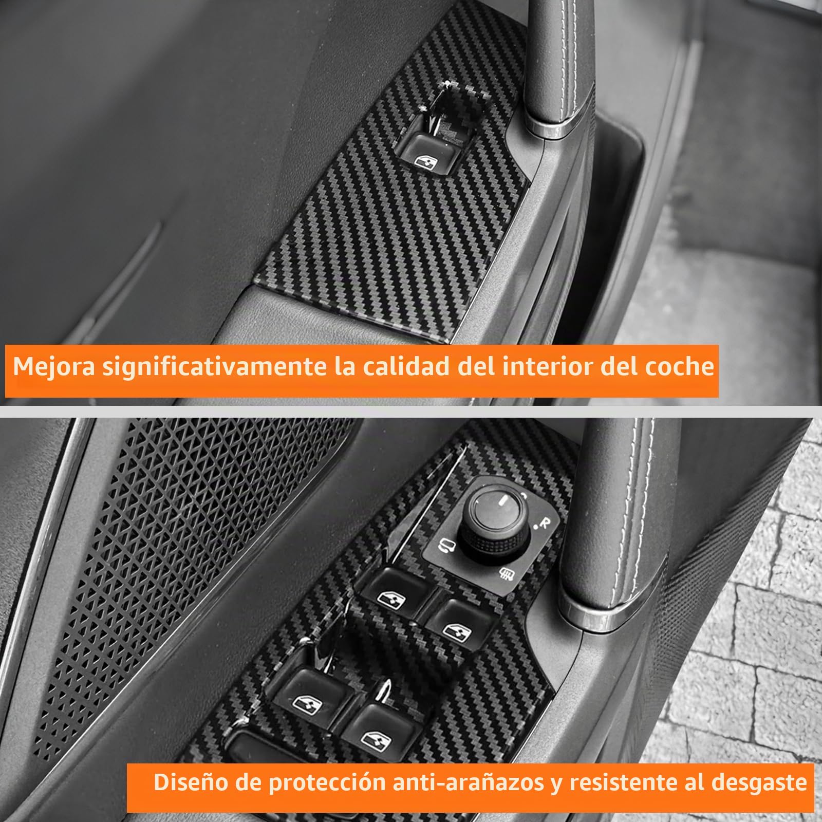 Para Seat Leon MK4 C-upra Leon C-upra Formentor Seat Ibiza Seat Arona 2020-2024 2025 2026 ABS Fibra de Carbono Panel de Control Coche Ventana Cristal Interruptor de Elevación Cubierta Marco