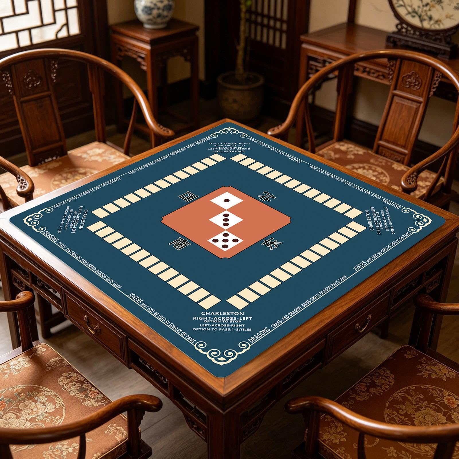 Mahjong mata antypoślizgowa i tłumi hałas, 80 x 80 cm, w zestawie | Amerykańska mata mahjong na rodzinne wieczory, domy seniorów, festiwale, spotkania, podróże i do zabawy w kamperze