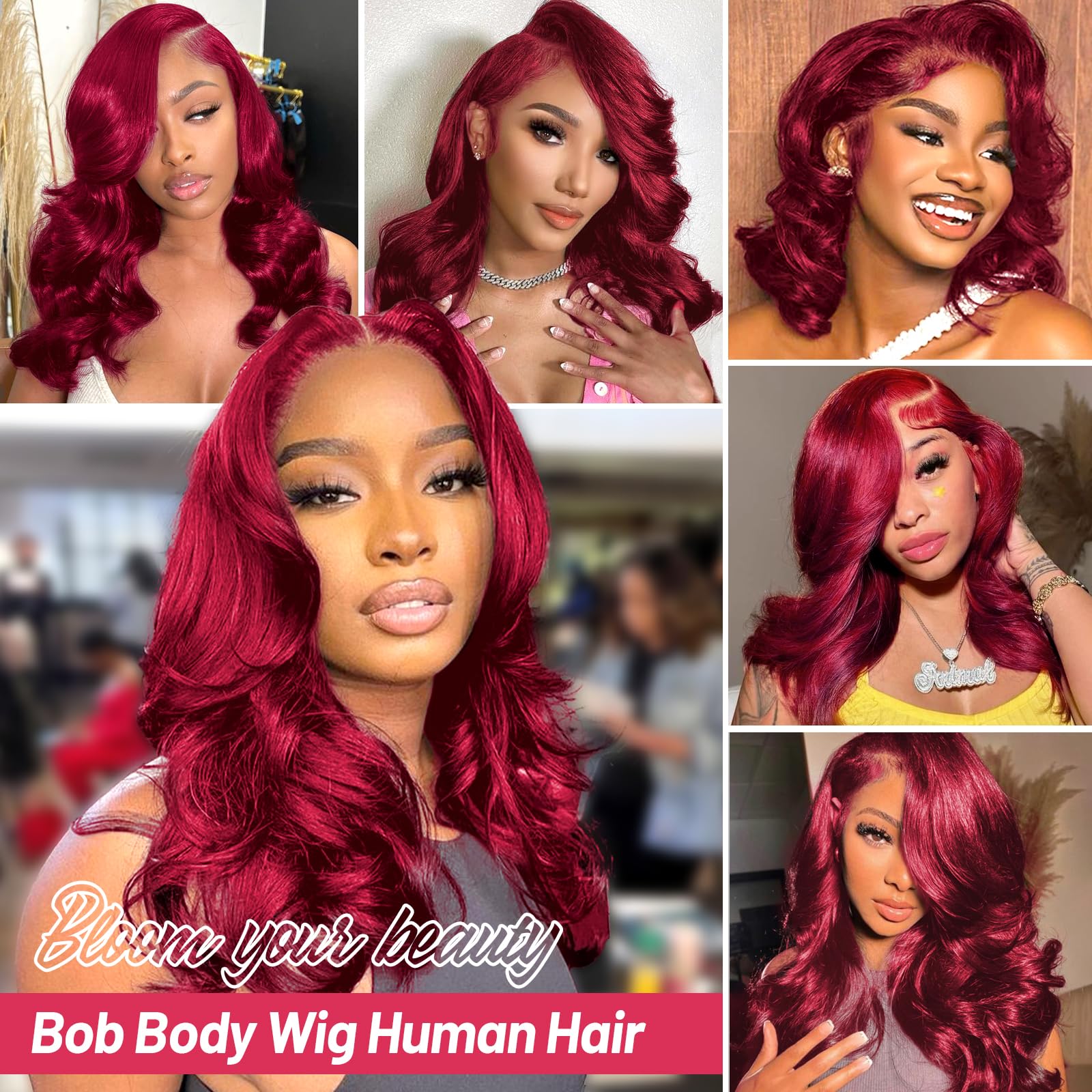 Amazon.com : 14 Inch 99j Burgundy Lace Front Wigs Human Hair 