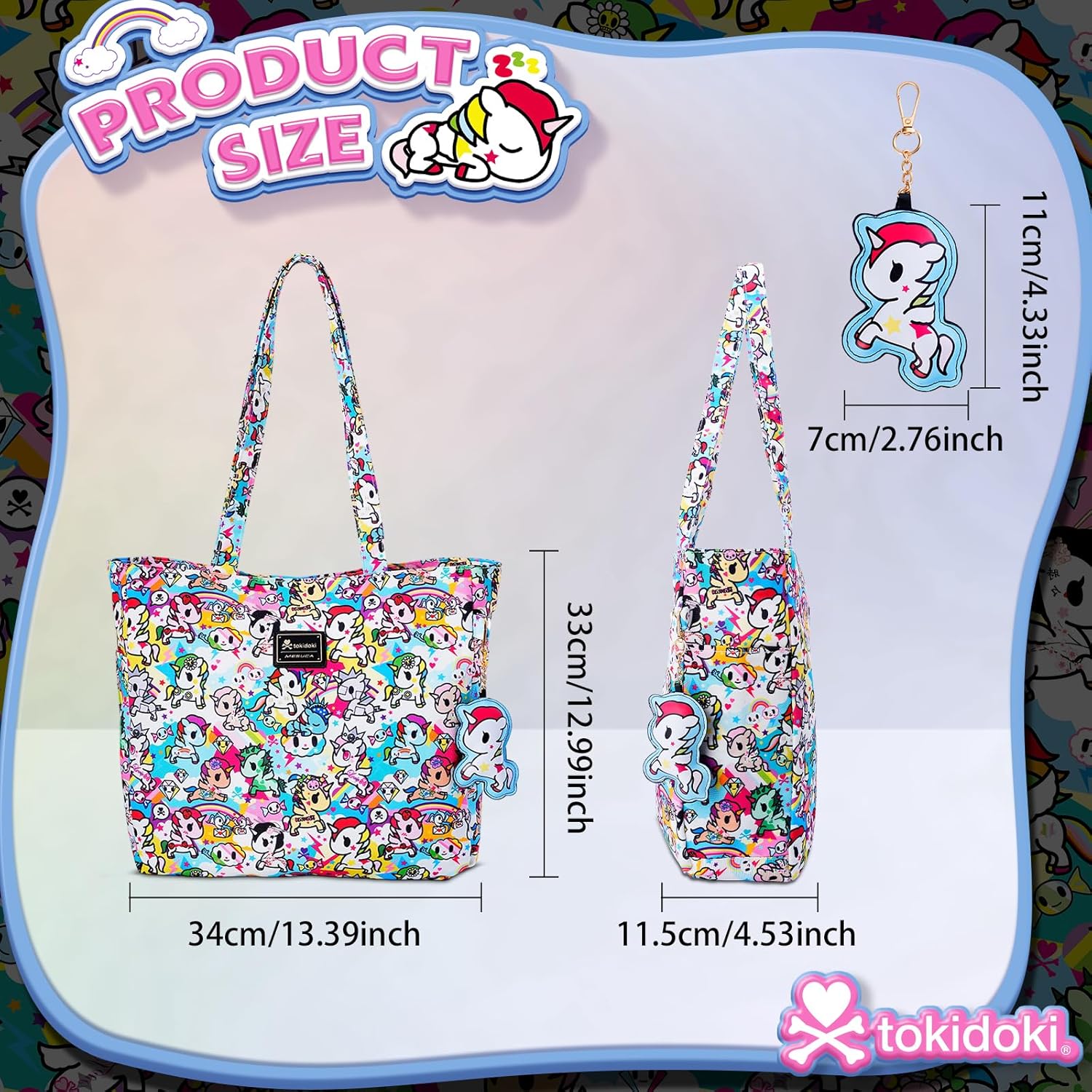Tokidoki Tote Bag for Women Large Shoulder Bag Capacity Handbag Canvas Tote Purse for College Work Travel - Image 3