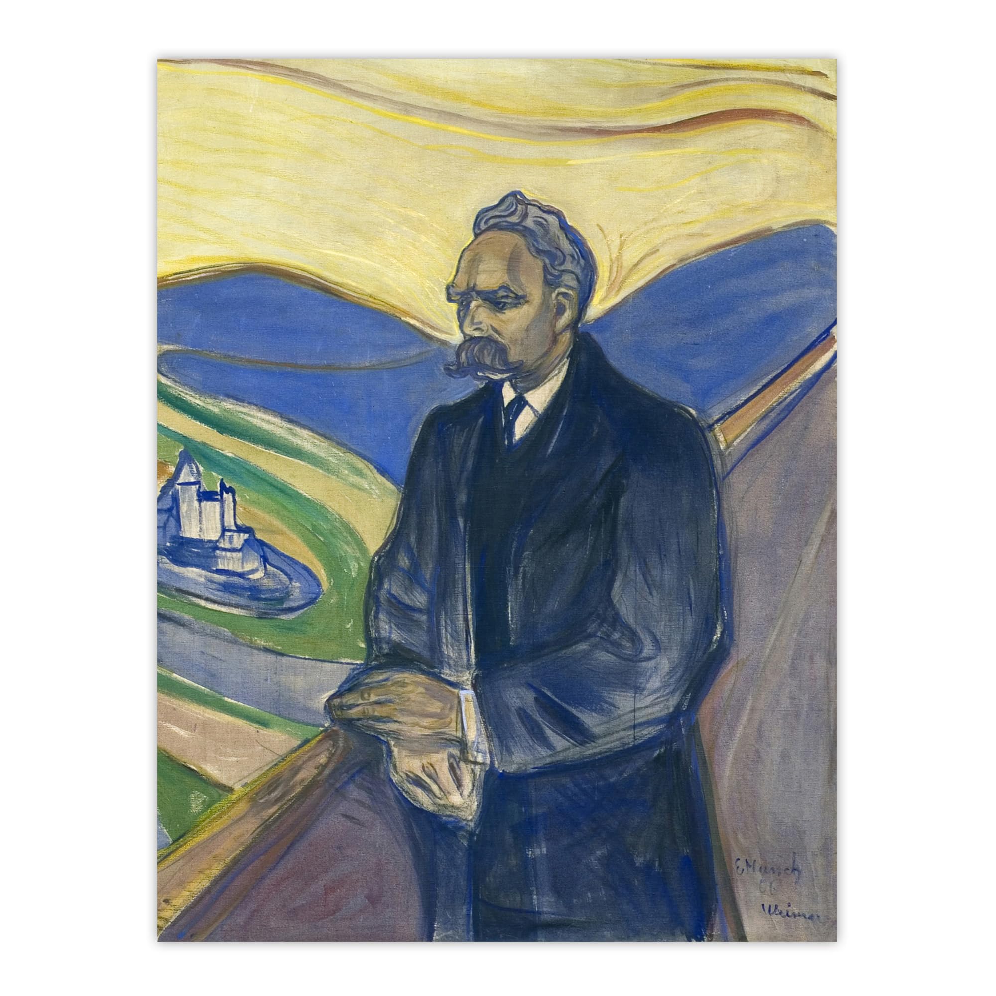 Artery8 Friedrich Nietzsche Portrait XL Extra Large Wall Art Poster Print 24X32 Artwork By Munch : Philosopher Tribute Print Ideal For Study Library Or Reading Space Adding Strength And Focus