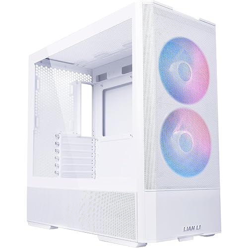 LIAN LI LANCOOL 207 Compact ATX RGB Gaming Computer Case, Airflow Optimized Mesh Panels Tower Chassis w/ 2x140mm ARGB,2x120mm PWM Fans Pre-Installed, USB Type-C Port, Tempered Glass Side Panel (White)