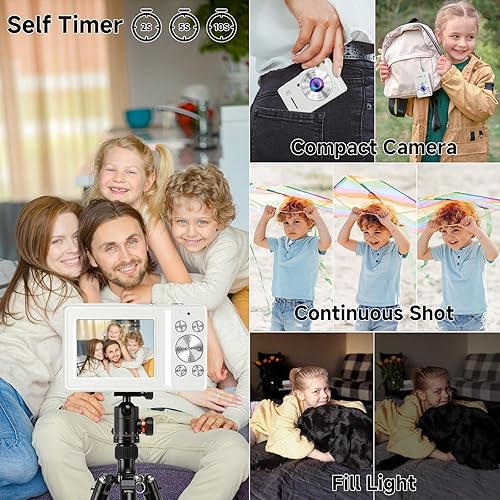 Miniatura 5 de Cámara digital, cámara compacta de 44 MP, cámaras digitales FHD 1080P para apuntar y disparar con zoom de 16X, detección facial, captura de
