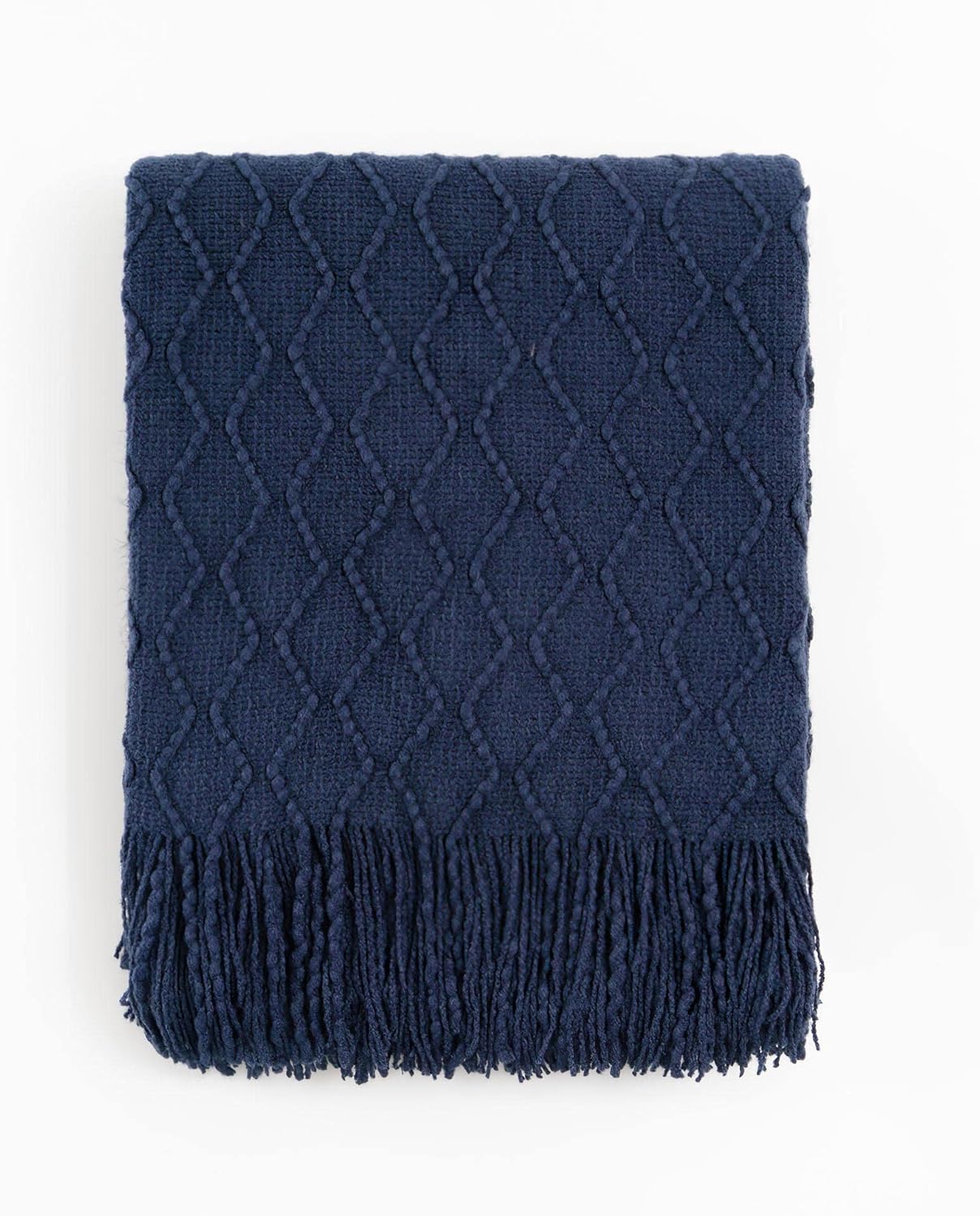 BATTILO HOME Navy Throw Blankets for Couch, Navy Blue Lightweight Decorative Blankets and Throws, Boho Warm Knit Blanket for Men and Women, 50"x60" - Image 8