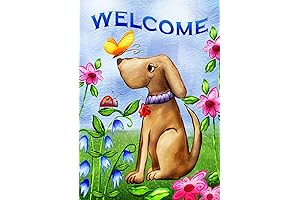 Home Garden 112078 Welcome Dog Spring Garden Flag, 12x18 Inch, Double Sided...