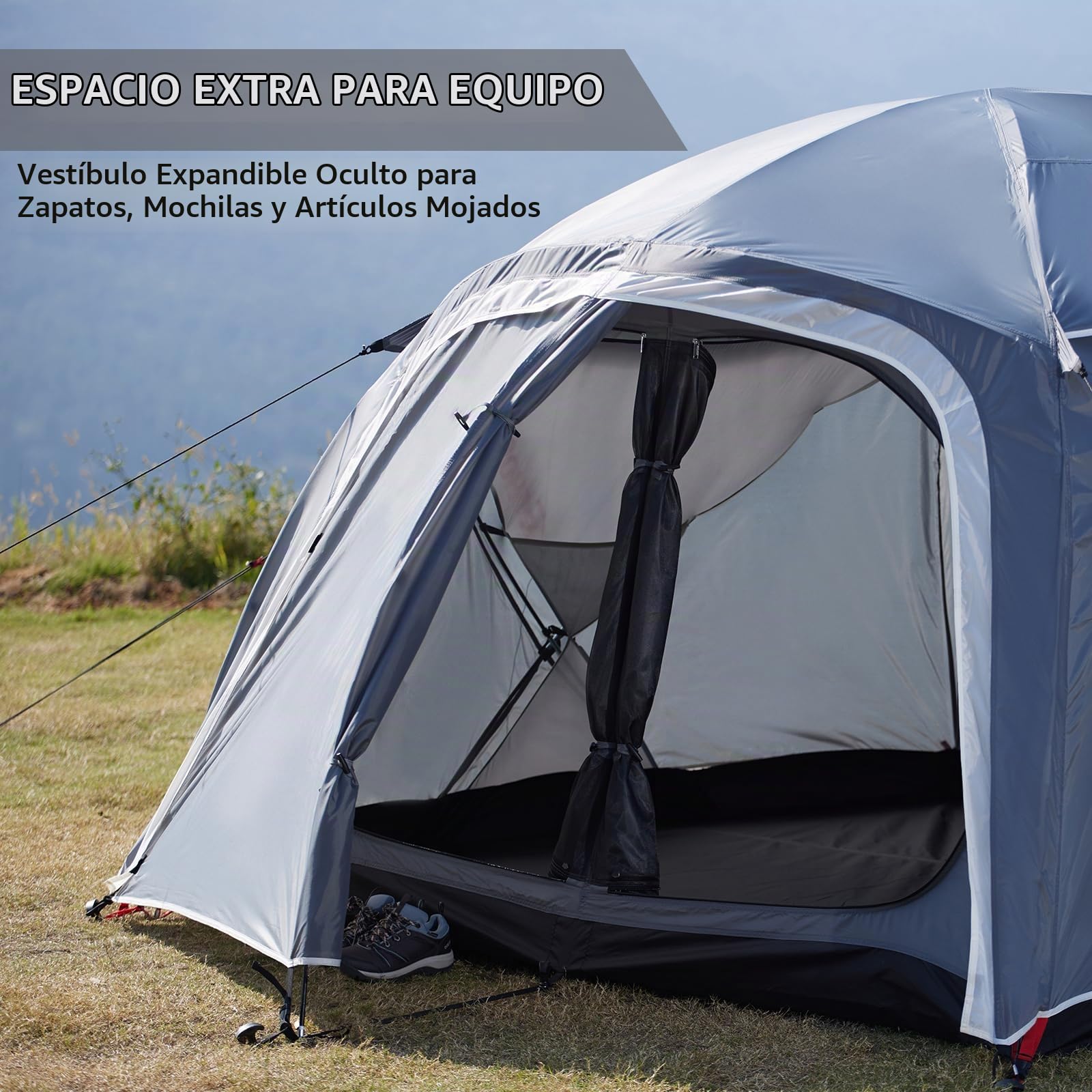 EchoSmile Tienda de campaña para 3 personas, espaciosa cúpula para 3-5 personas, con espacio ampliable, tienda de campaña para picnic, senderismo y actividades al aire libre