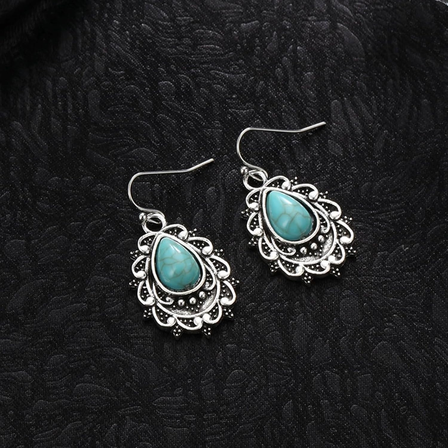 Silver Western Earrings Turquoise Earrings for Women Boho Chic Clothing Western Jewelry for Women Outfit Country Concert Outfits Cowboy Chic Rodeo Outfit Shirts Dress Accessories - Image 7