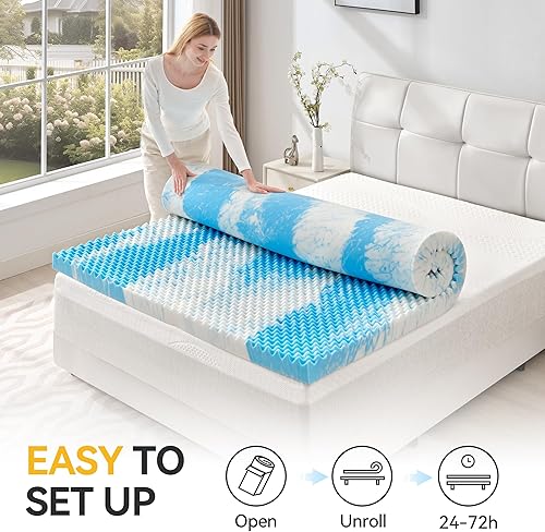 Miniatura 7 de SINWEEK Cubrecolchón de Espuma Viscoelástica con Relieve de Huevera de 2 Pulgadas Tamaño Individual, Almohadilla de Colchón Suave para Alivio del