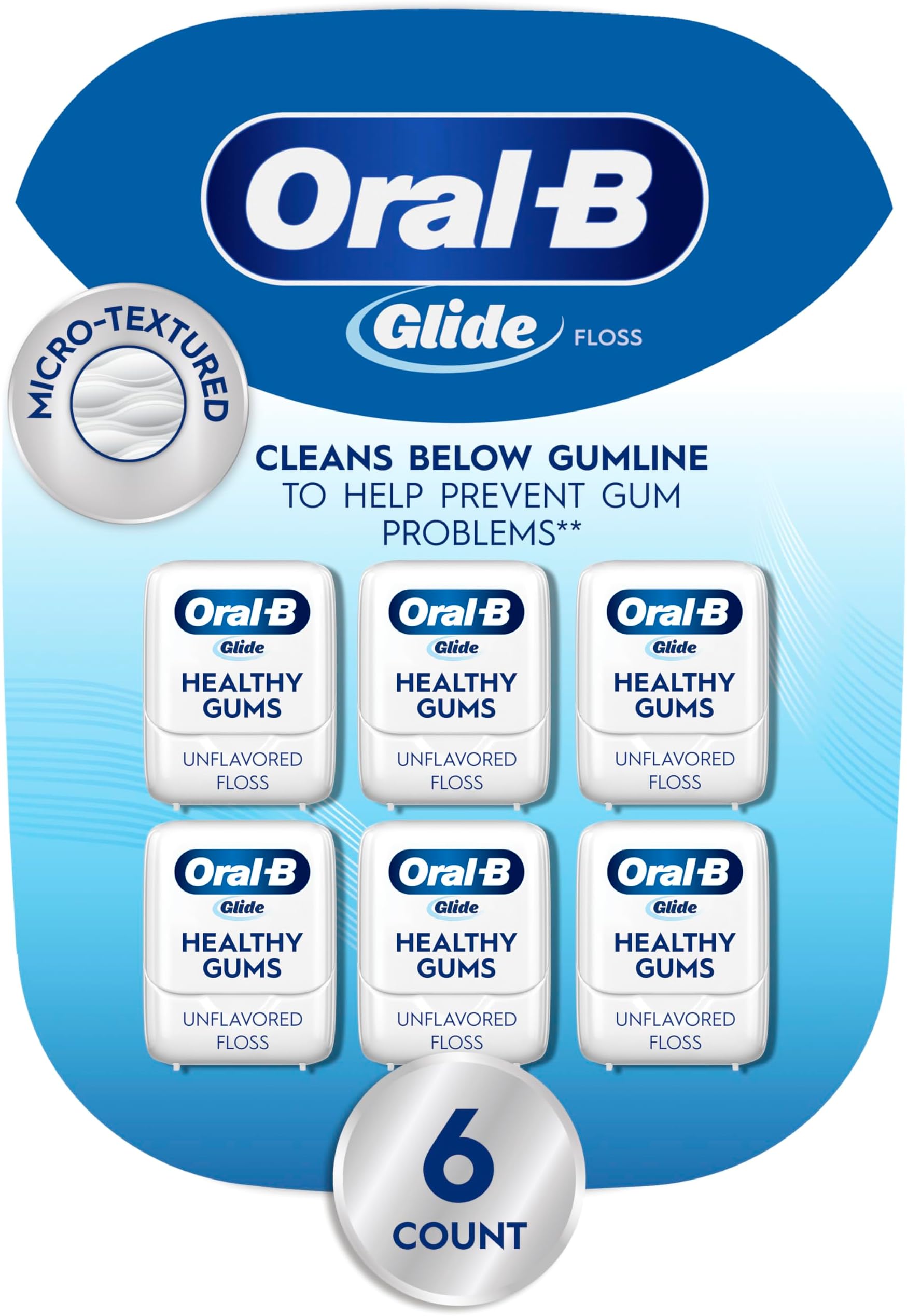 Glide Pro-Health Dental Floss, Original Floss, 50 Meter (Pack of 6)
