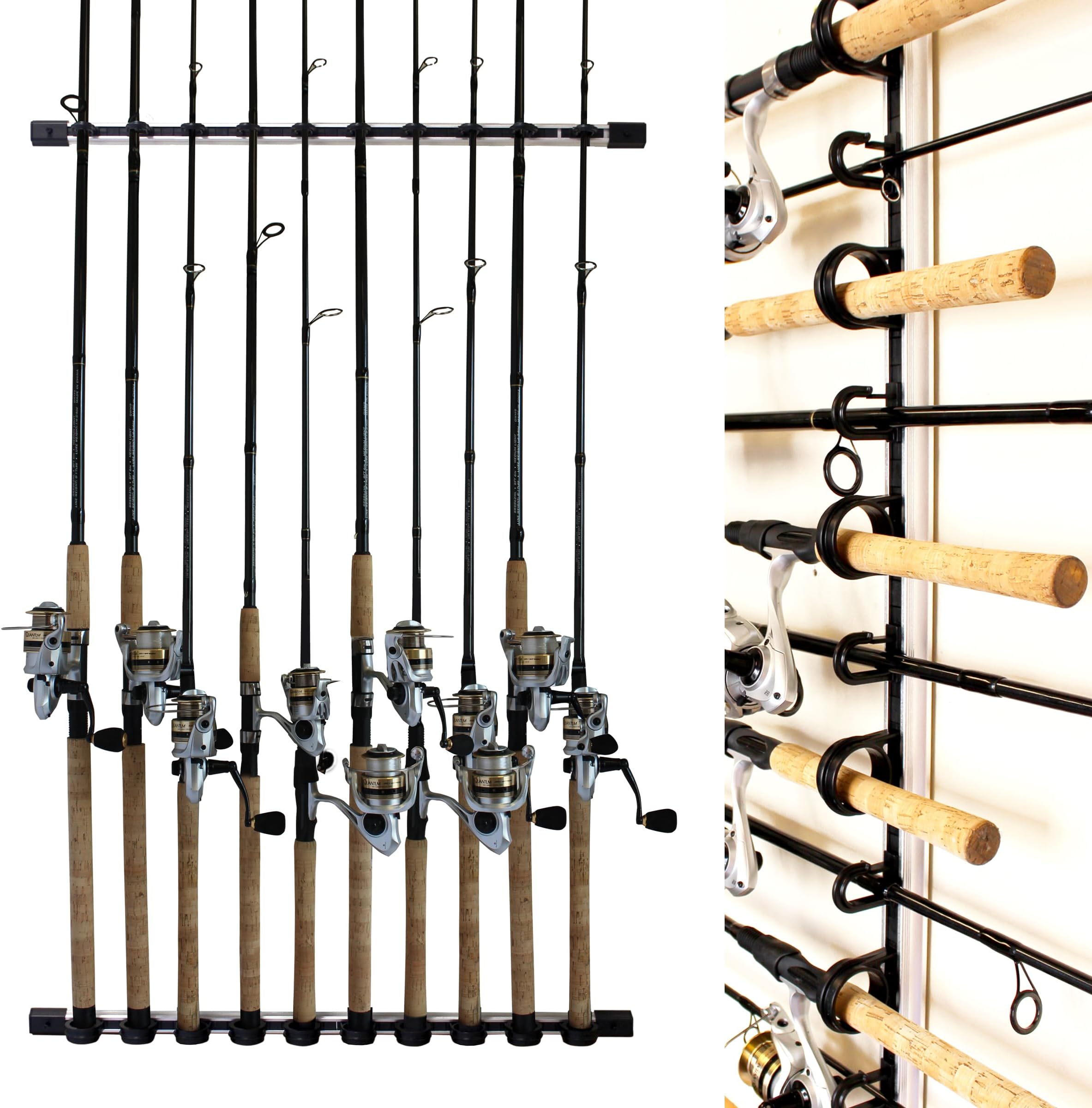 Rush Creek Creations 3 in 1 All Weather Fishing Rod/Pole Storage Wall/Ceiling Rack 10 Rod