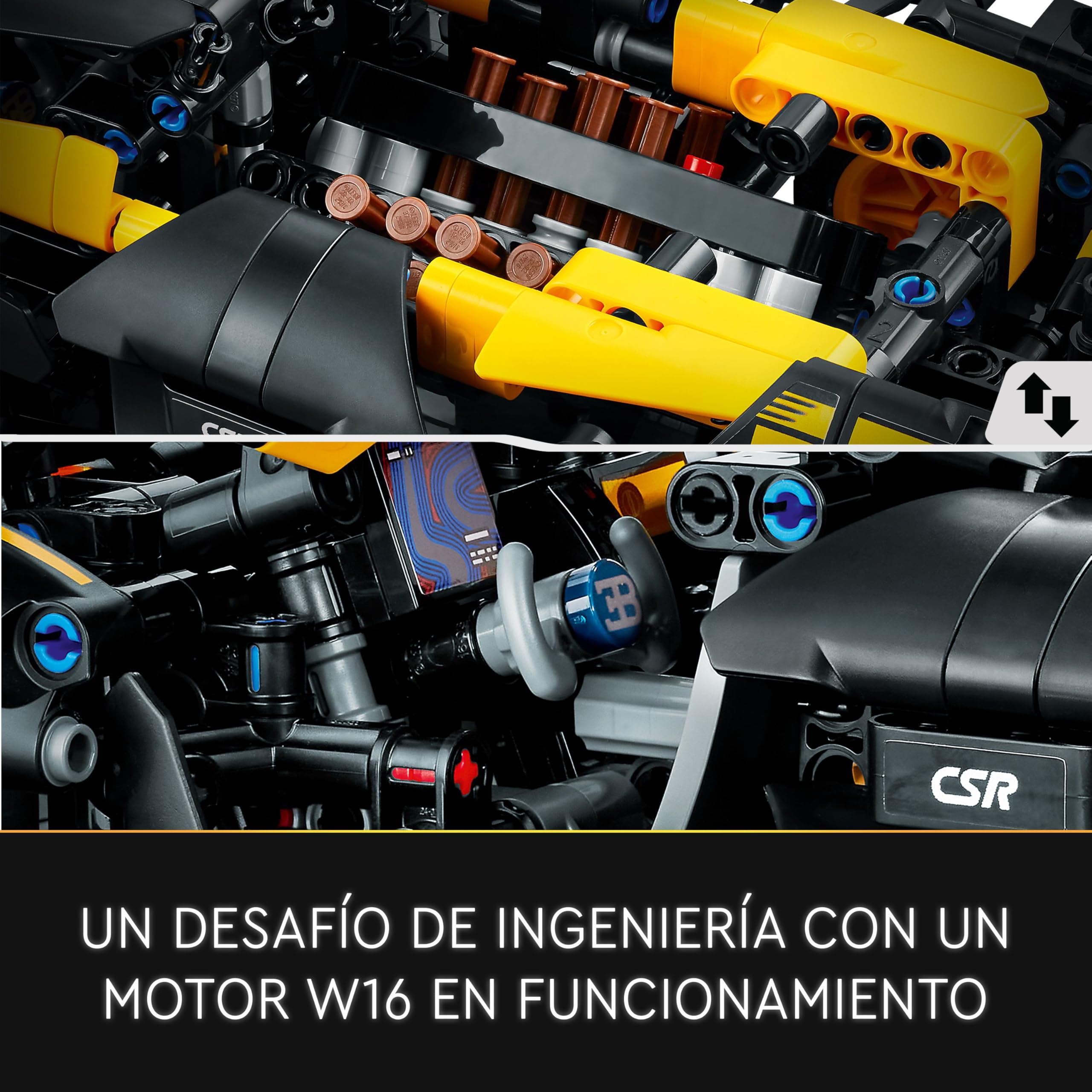 LEGO Technic Bugatti Bolide Maqueta de Coche Deportivo Negro y Amarillo para Construir, Vehículo para Carreras de Juguete Coleccionable, Idea de Regalo para Niños y Niñas de 9 Años o Más 42151