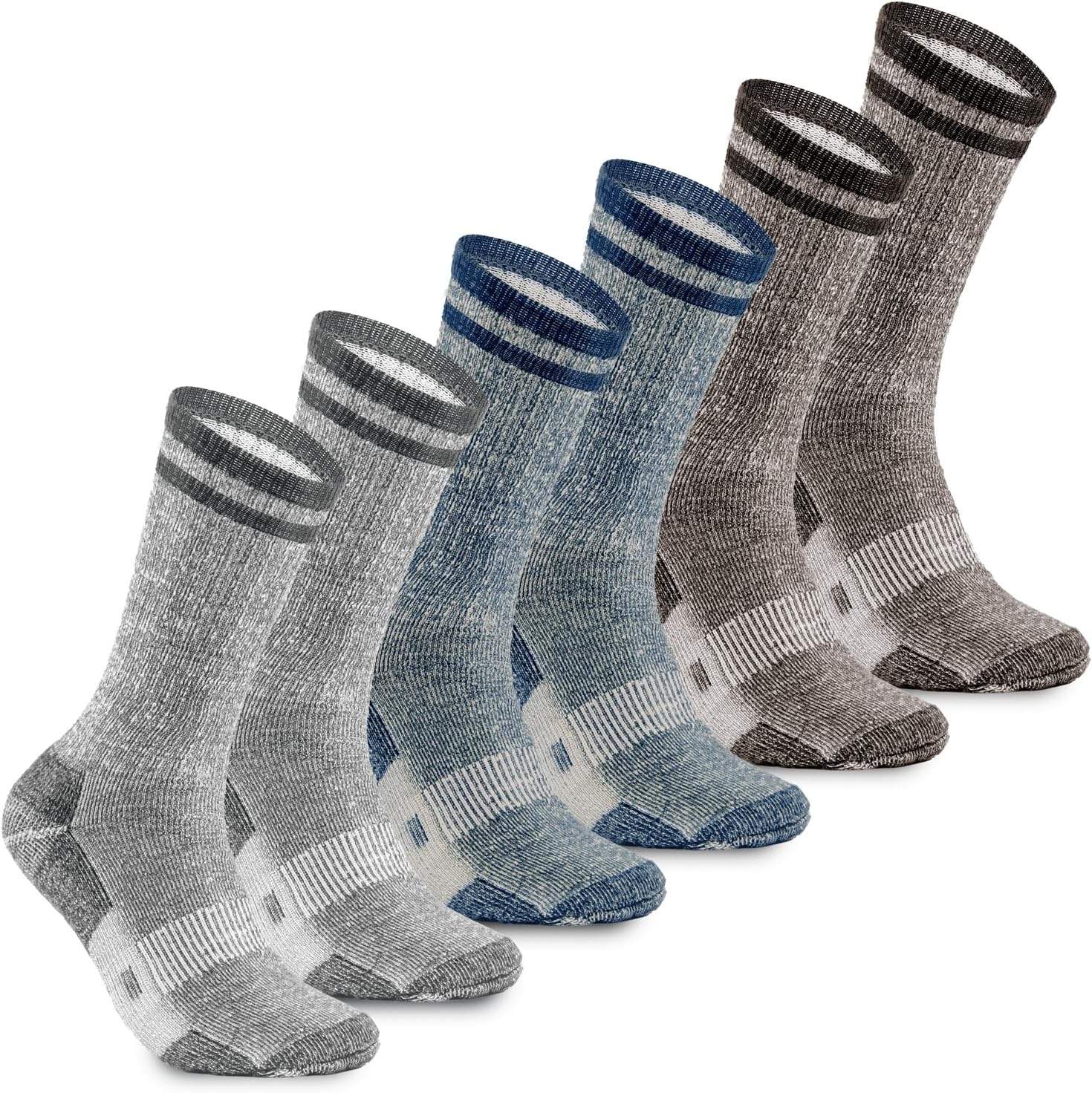 MERIWOOL 3 Pairs Merino Wool Midweight Hiking Crew Socks for Men and Women with Snug Calves –Moisture-Wicking Cushioned Socks