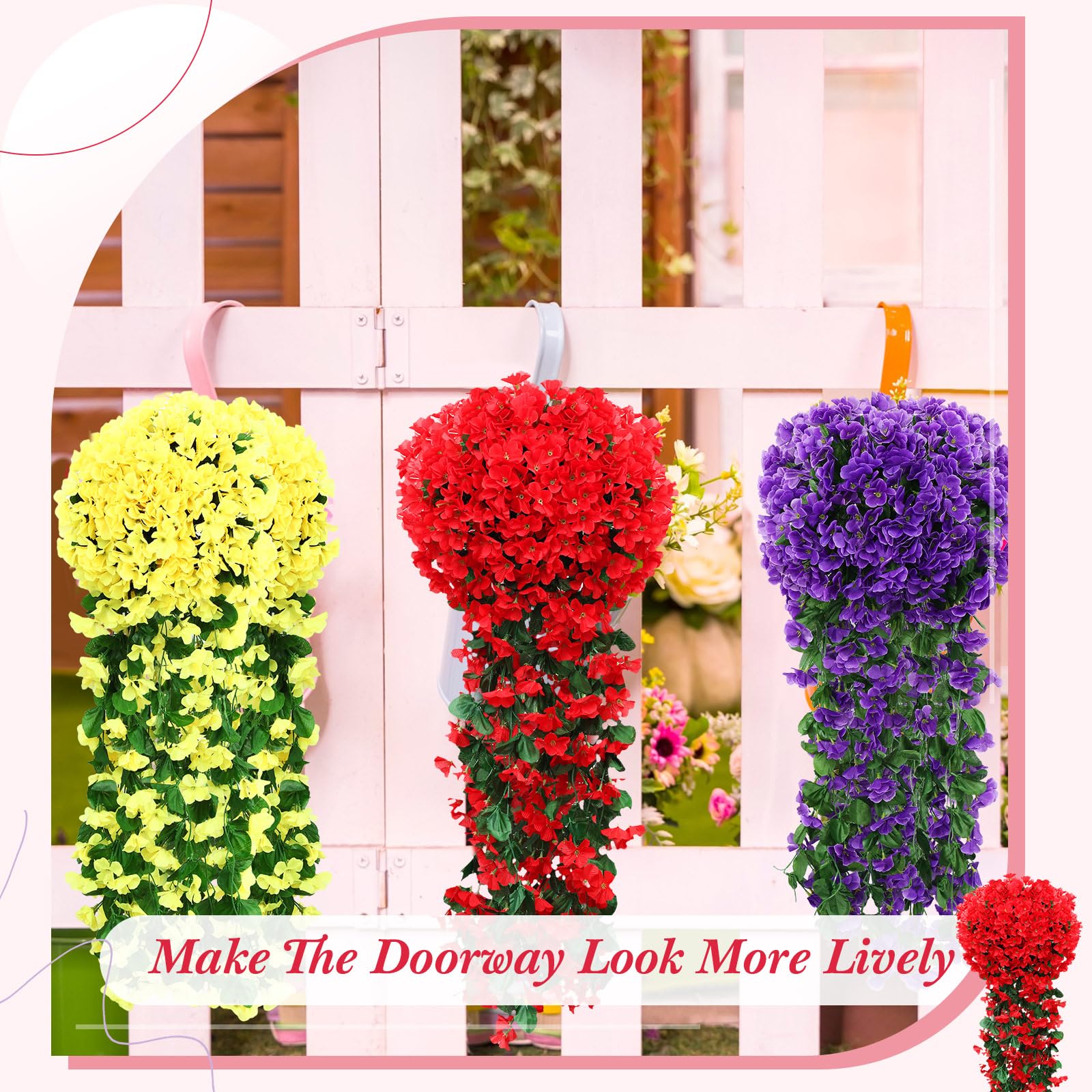 Paquete de 10 flores artificiales colgantes de hiedra violeta, plantas colgantes falsas para pared, hogar, patio, habitación, jardín, boda, interior y exterior, decoración de otoño (rojo)