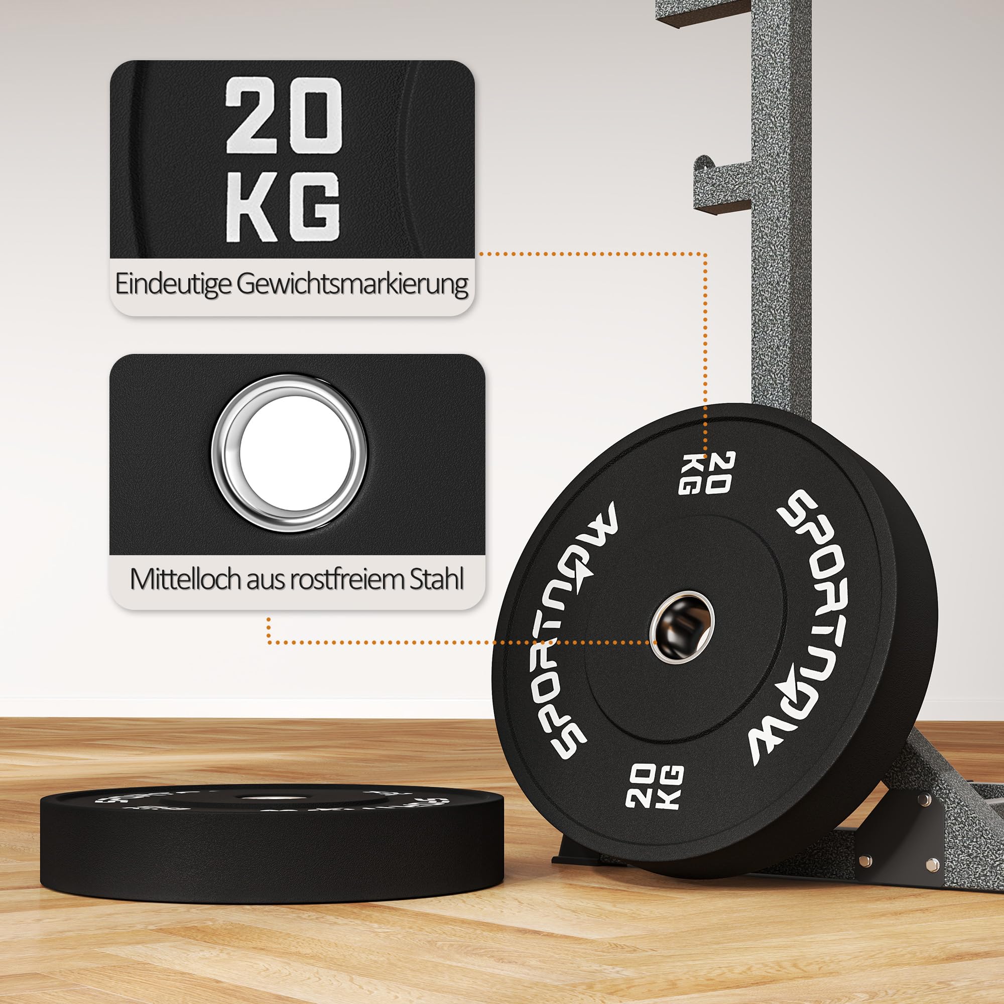 SPORTNOW Zestaw 2 gumowych obciążników 2 x 10/20 kg, talerze do siłowni i domu z otworem 5 cm do hantli i sztang