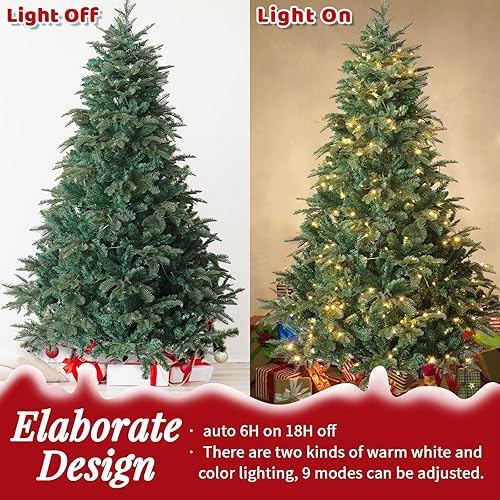 Miniatura 6 de Árbol de Navidad artificial preiluminado de 6 pies, árbol de Navidad completo de lujo con 300 luces LED, 1000 puntas de ramas de polietileno y PVC,