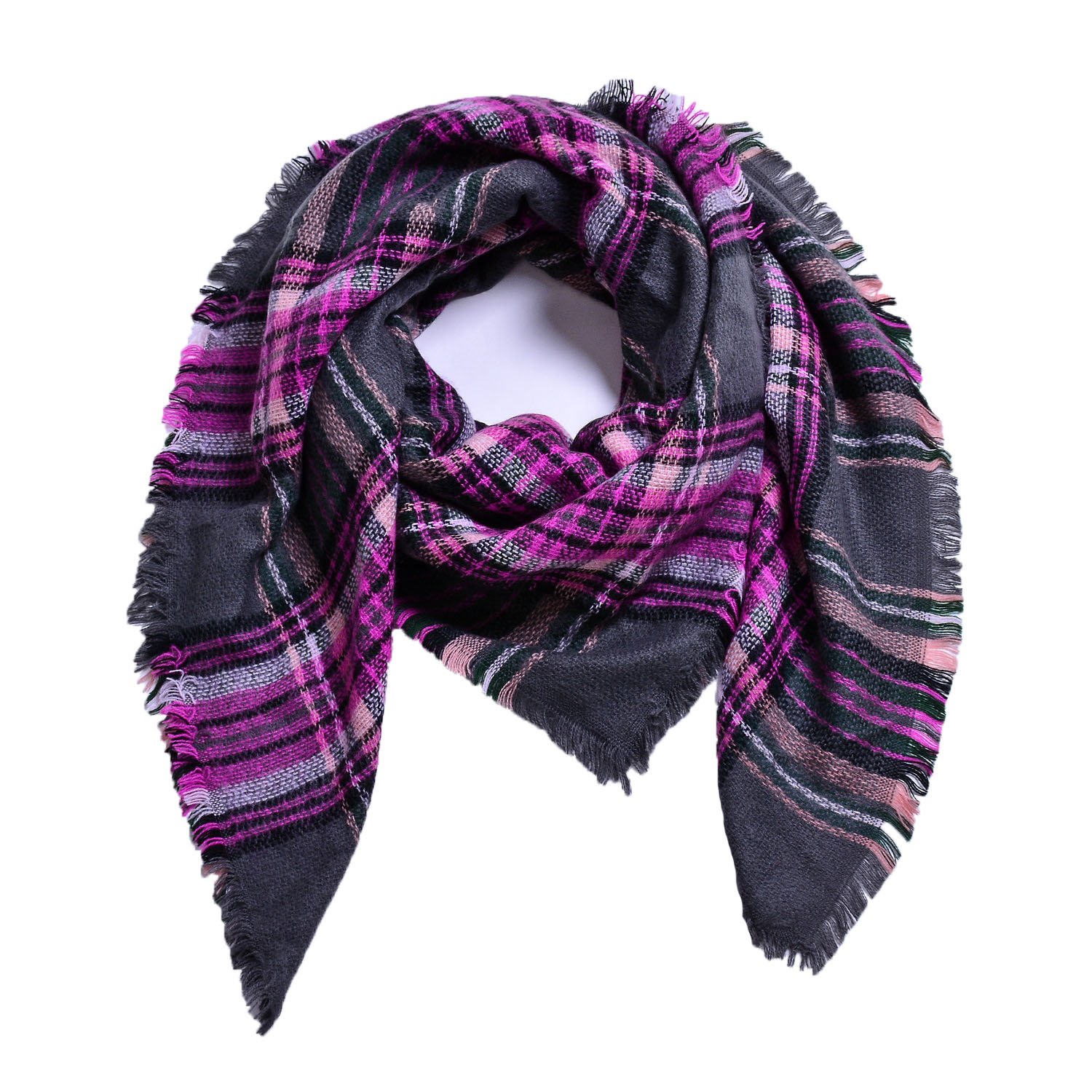 Uleade Women Tartan Scarf Stole Plaid Blanket Checked Scarves Wraps Shawl