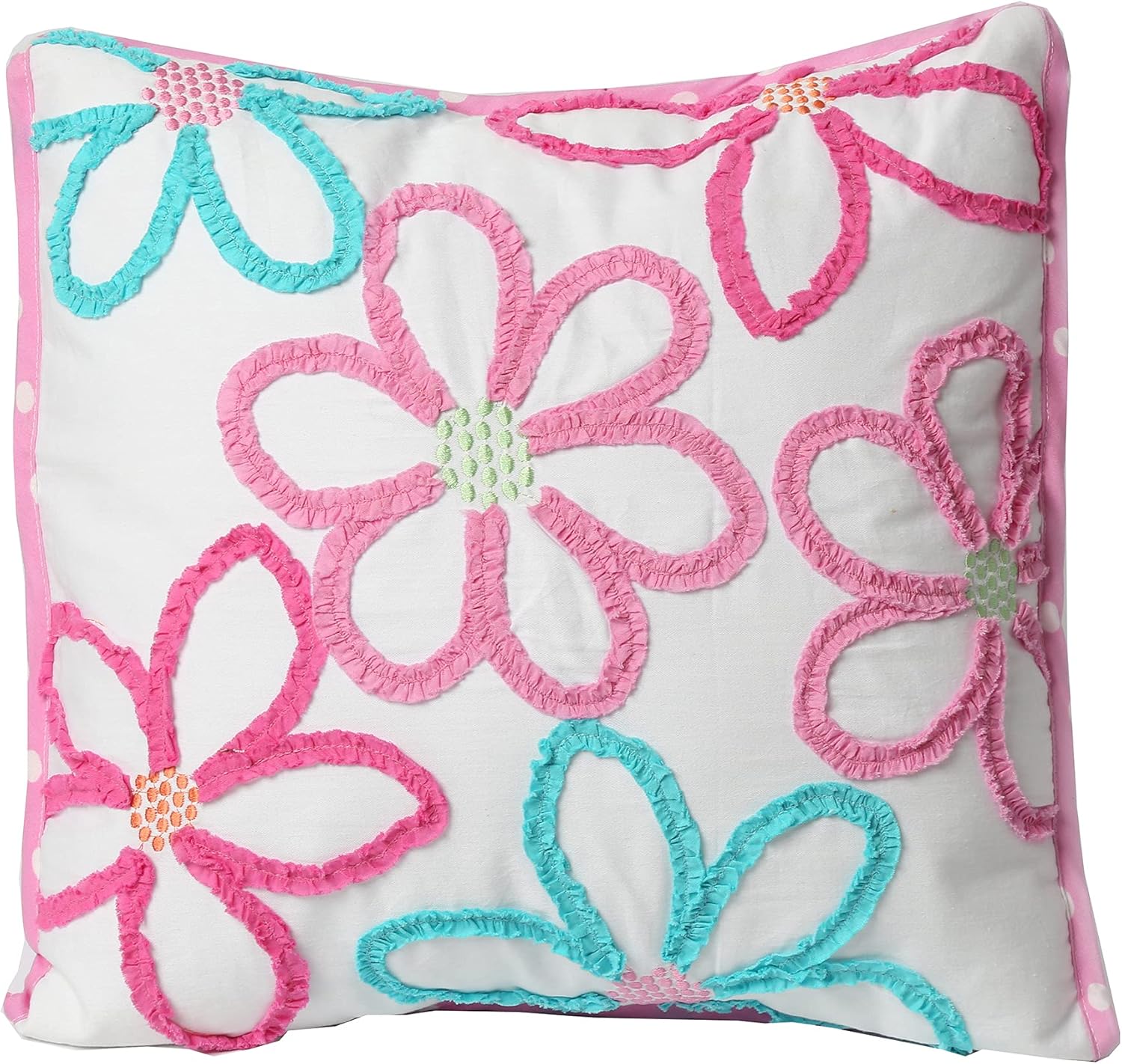 Cozy Line Home Fashions Pink Mariah Queen - 4 Piece Floral Polka Dot Reversible Quilt Bedding Set, Coverlet, Bedspreads for Girls (1 Quilt + 2 Shams + 1 Decorative Pillow)