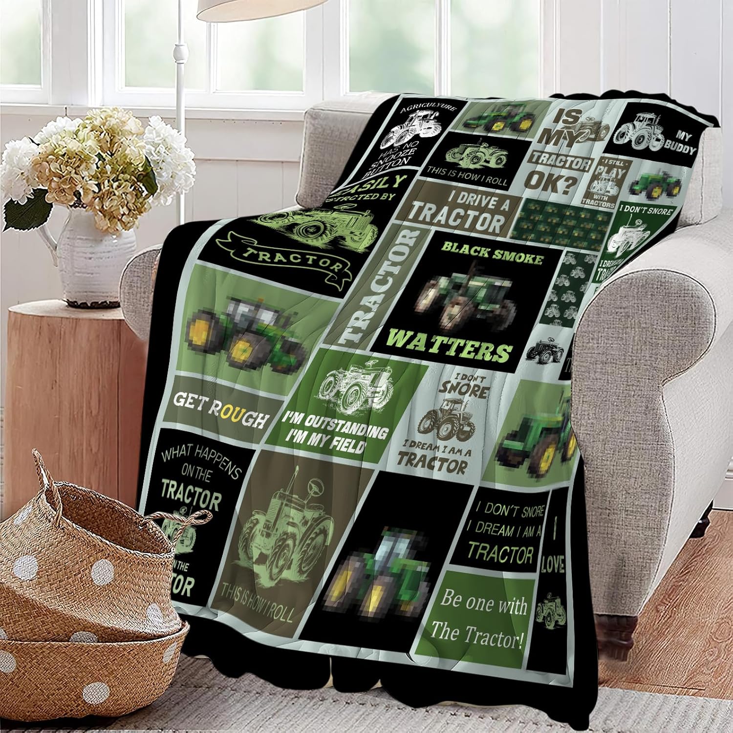 Tractor Blanket Tractor Throw Blanket Soft Cozy Warm Fuzzy Fleece Lightweight Plush Merch Tractors Decor Gifts for Lover Man Woman Boy Girl Couch Bedding Sofa 50"X40" - Image 4