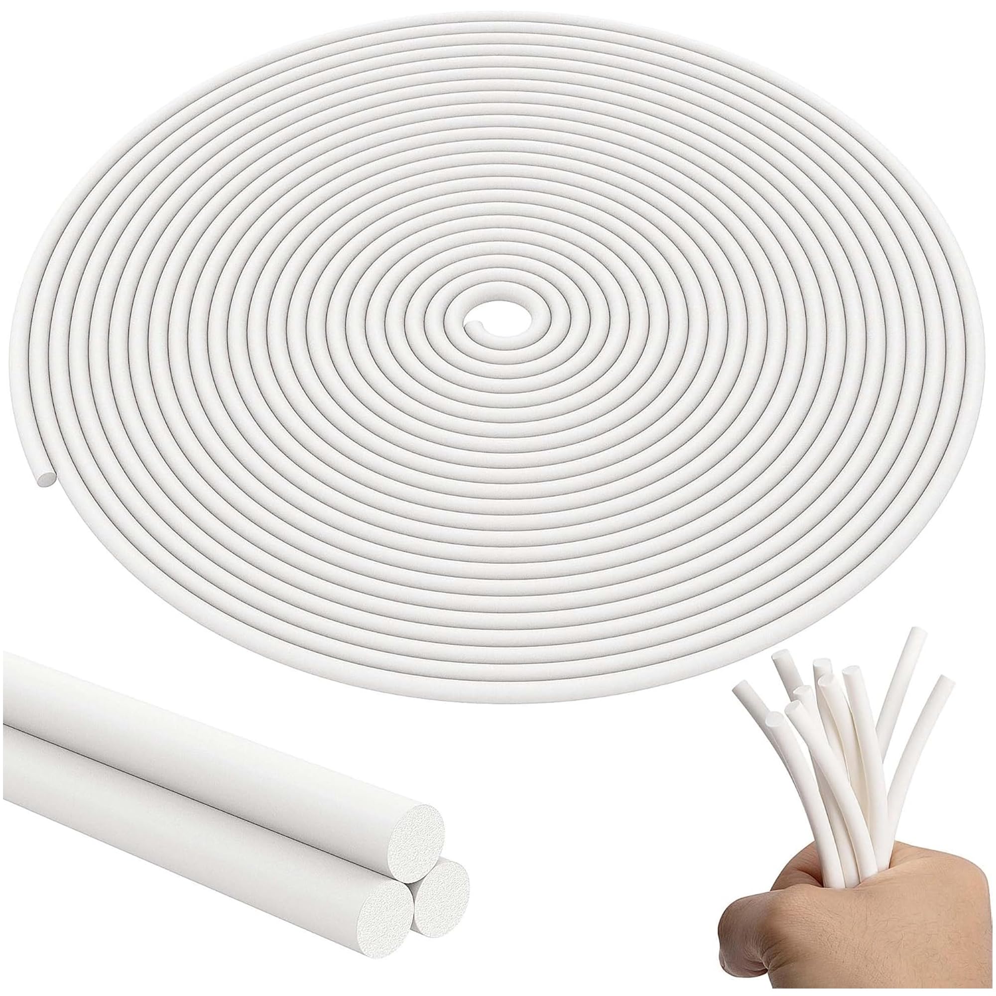 12 metri di filo di tenuta per fughe, Ø 4 mm, guarnizione in schiuma, filo rotondo in silicone, per fughe, strisce di schiuma bianca, profilo di riempimento per giunti di porte e finestre