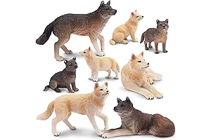 Toymany Realistic Animal Figurines - 8PCS Wolf Figures Forest Jungle Zoo Animals