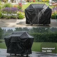Vista 3 de NettyPro Funda para Barbacoa a Gas, Resistente al Agua, Impermeable de 32 Pulgadas, para Barbacoas de 2 Quemadores al Aire Libre, para Weber, Negro