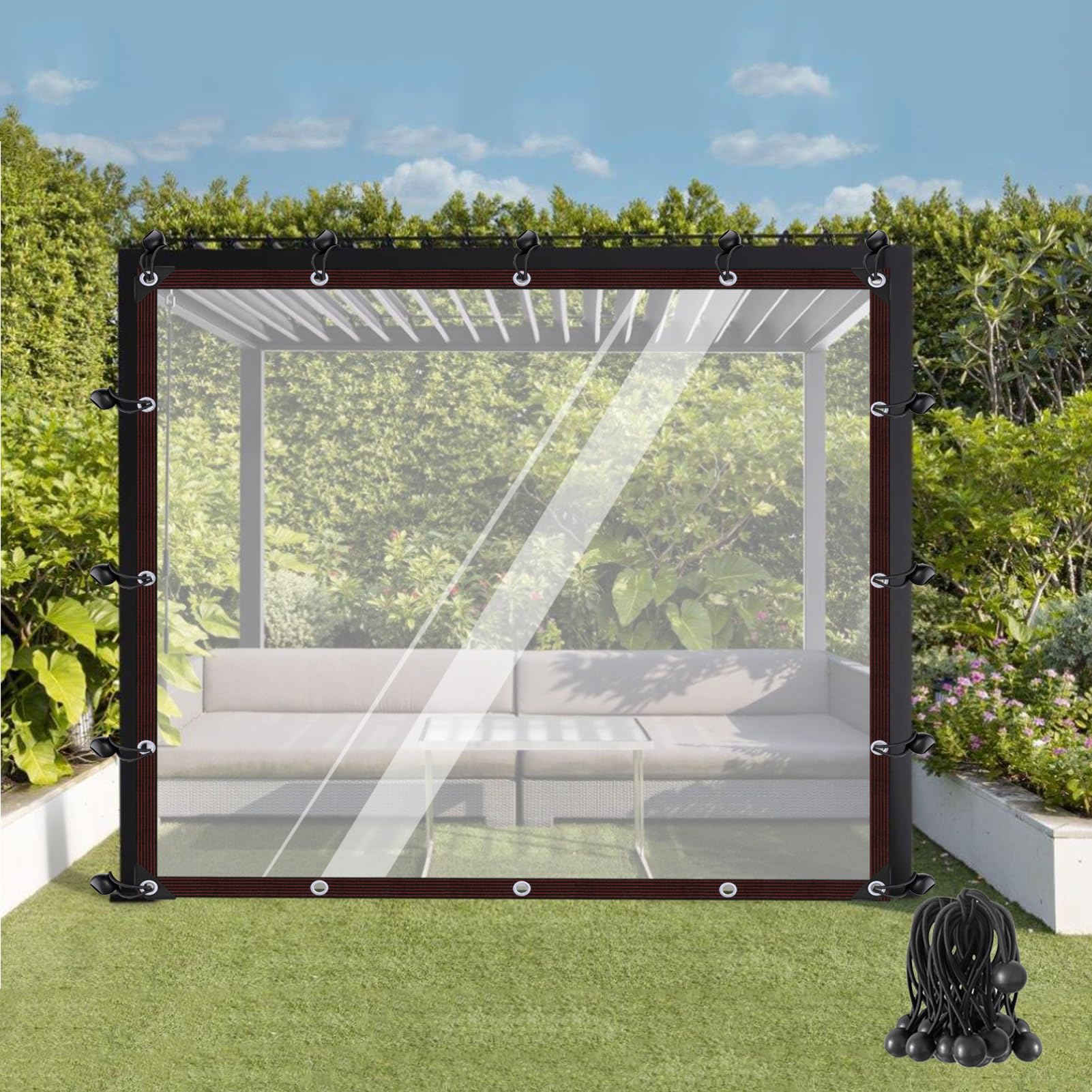 Ghply Clear Tarps Heavy Duty Pvc Thicken Transparent Tarpaulin Windproof Partition Screen Cover Plastic Tarp For Patio Enclosures(10'X16'/3X5m)