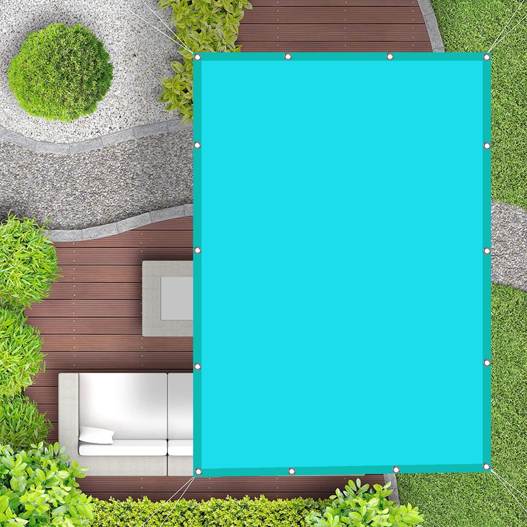 Voile d'ombrage rectangulaire 2.5x4m bleu ciel pour pergola