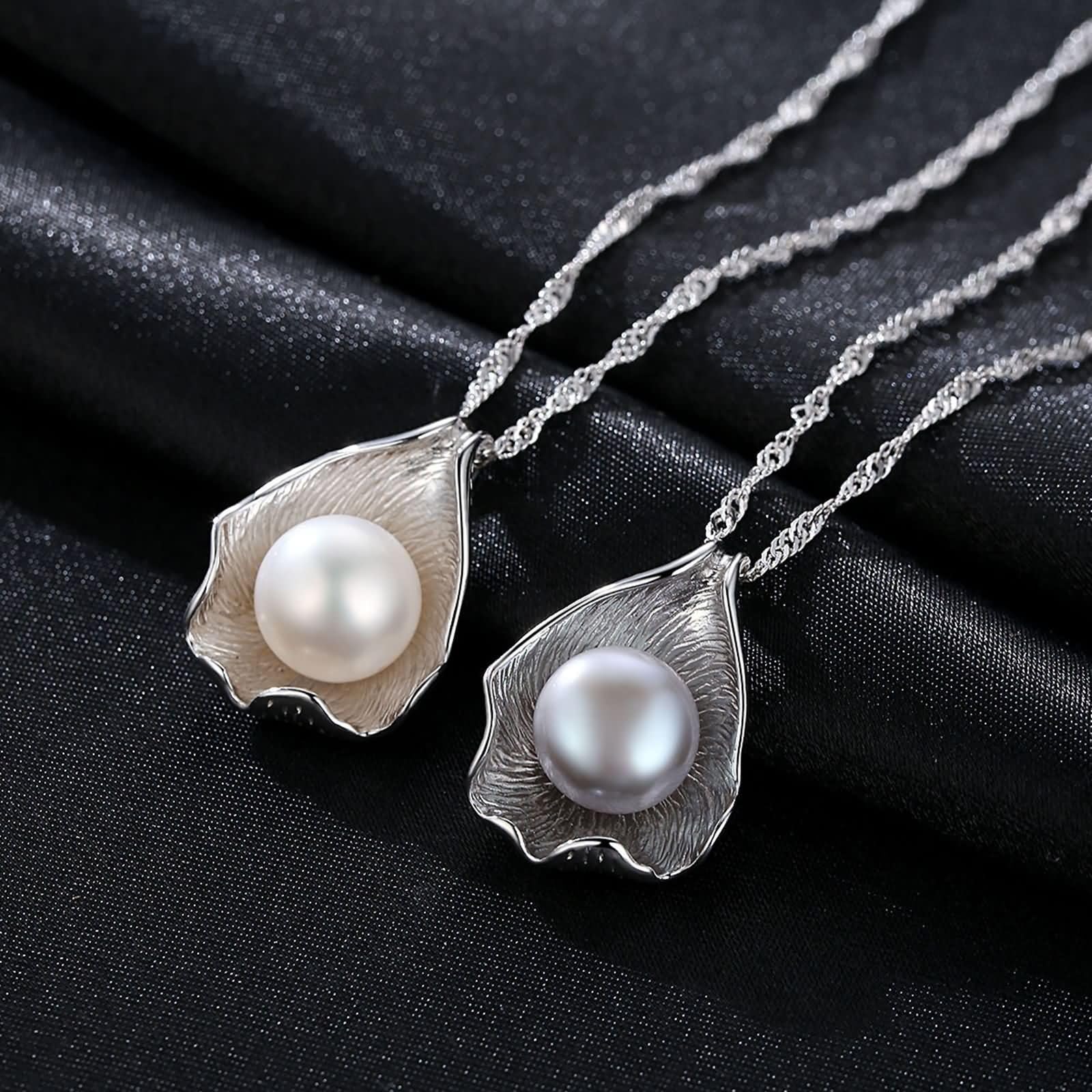 Ciondoli Collana Bianco Donna,Donna Catenina Collana Argento Sterling 925 Conchiglia e Perla Catena Collana Bianco