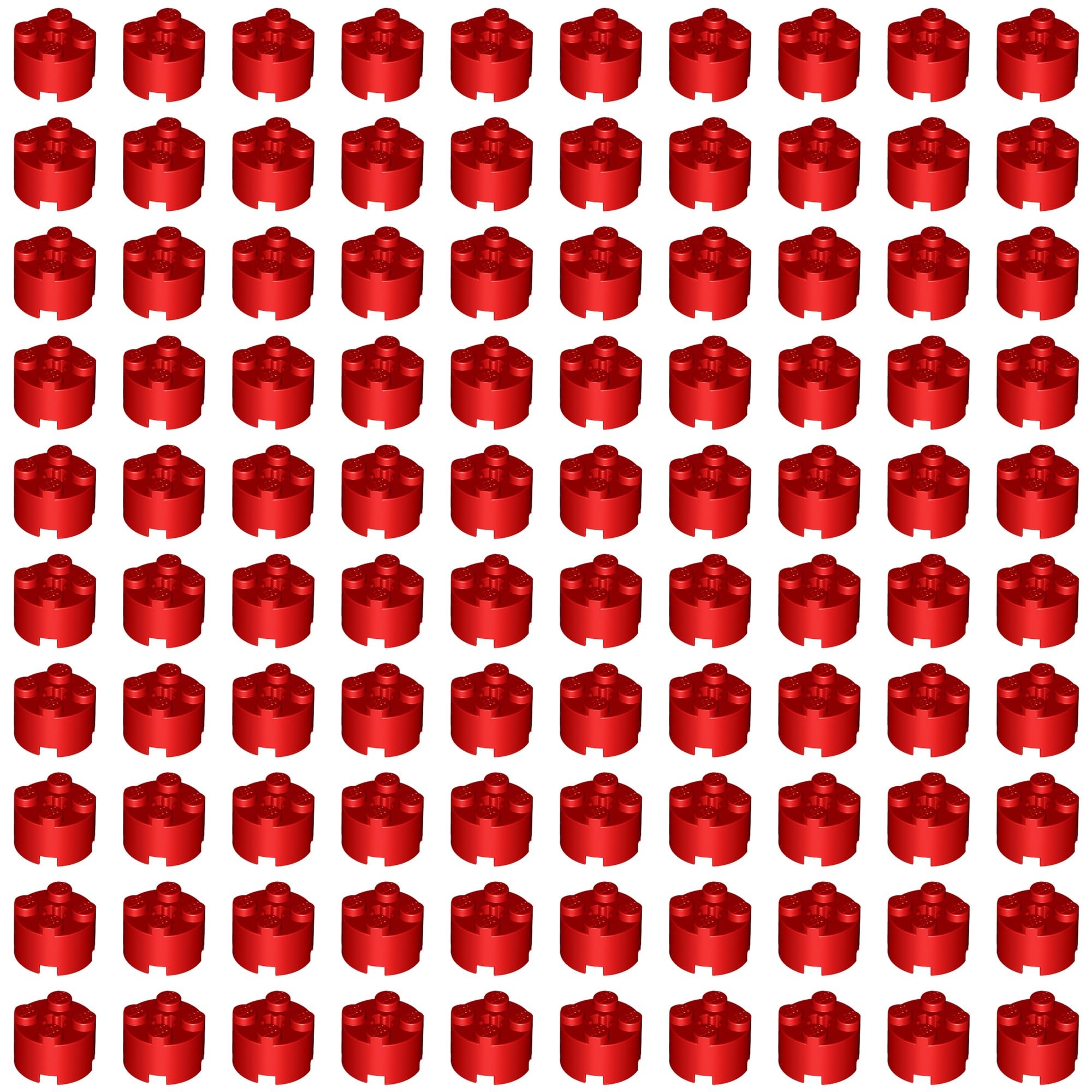 LEGO Brick, Round 2 x 2 with Axle Hole, Part 3941 (Red, 10, Bricks)