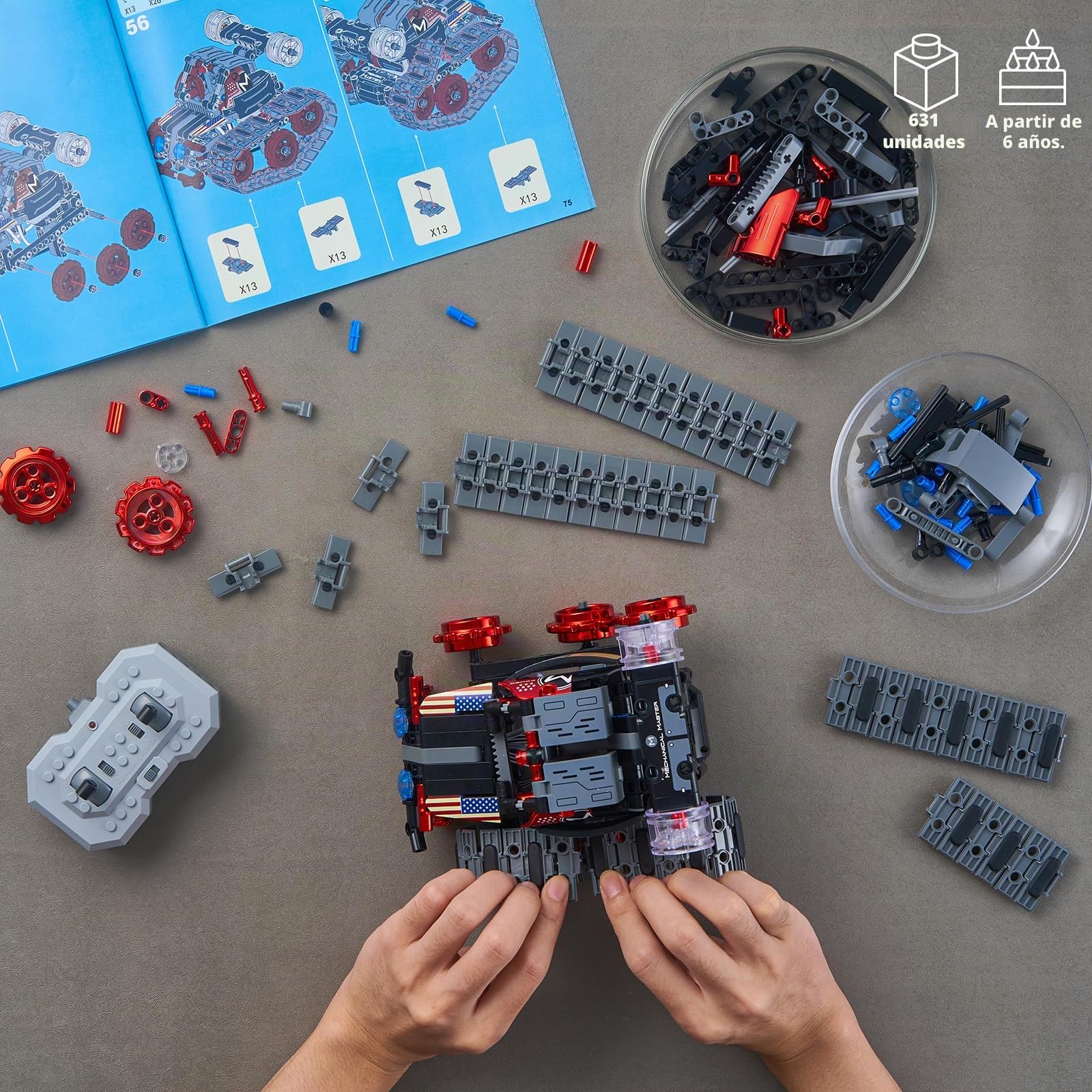 VEPOWER Robot de Ingeniería 4 en 1 para Niños - Juguete de Construcción con Control Remoto y App - Técnica, Tanque, Regalo Creativo para 6-12 Años