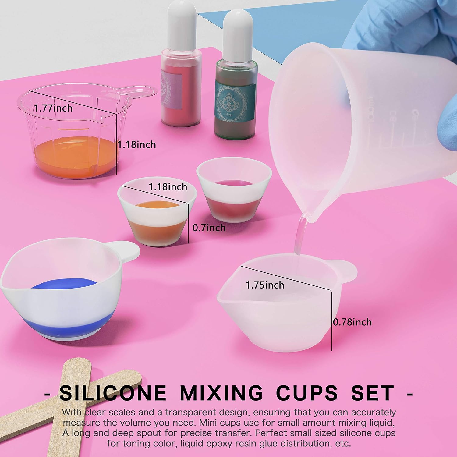 180PCS Resin Supplies Tools Kit - Resin Starter Kit with Digital Pocket Scale, Silicone Measuring Cups, Silicone Mat, Keychain Rings, Sandpaper, Pink
