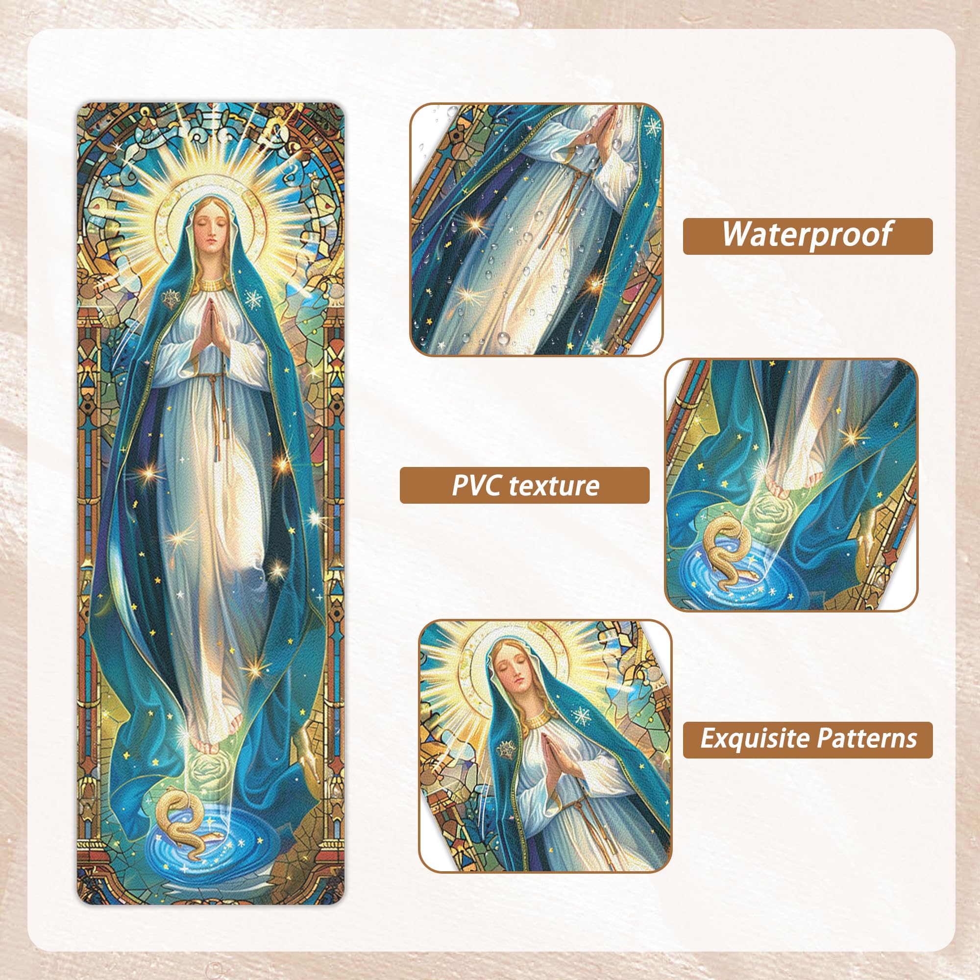 Catholic Stained Glass Bookmarks Set, 20 Transparent PVC Religious Bookmarks Featuring Saints and Virgin Mary Designs, Catholic Gifts for Women Men School and Office Supplies
