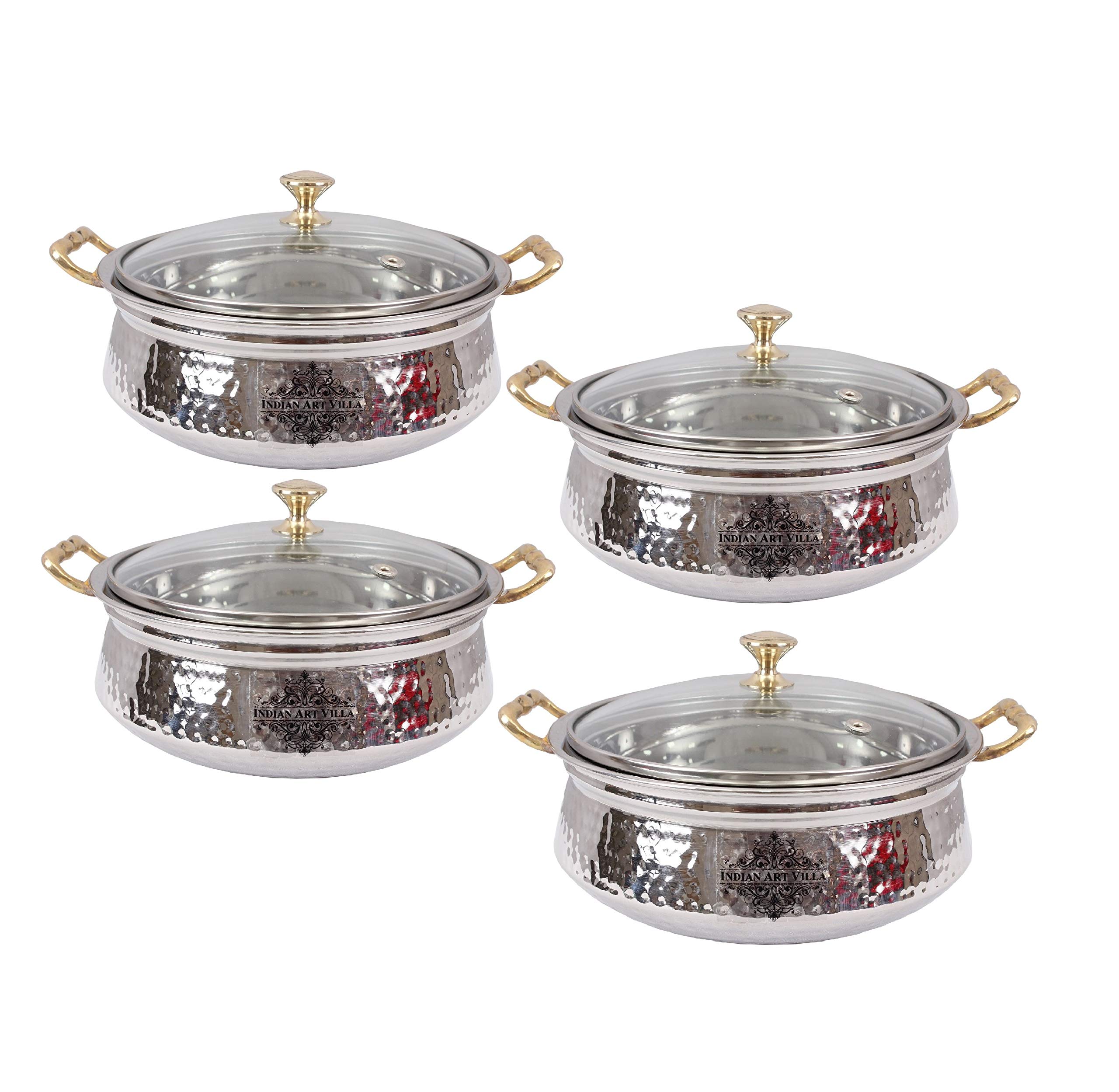 Indian Art Villa Hammered Design Stainless Steel Serving Handi