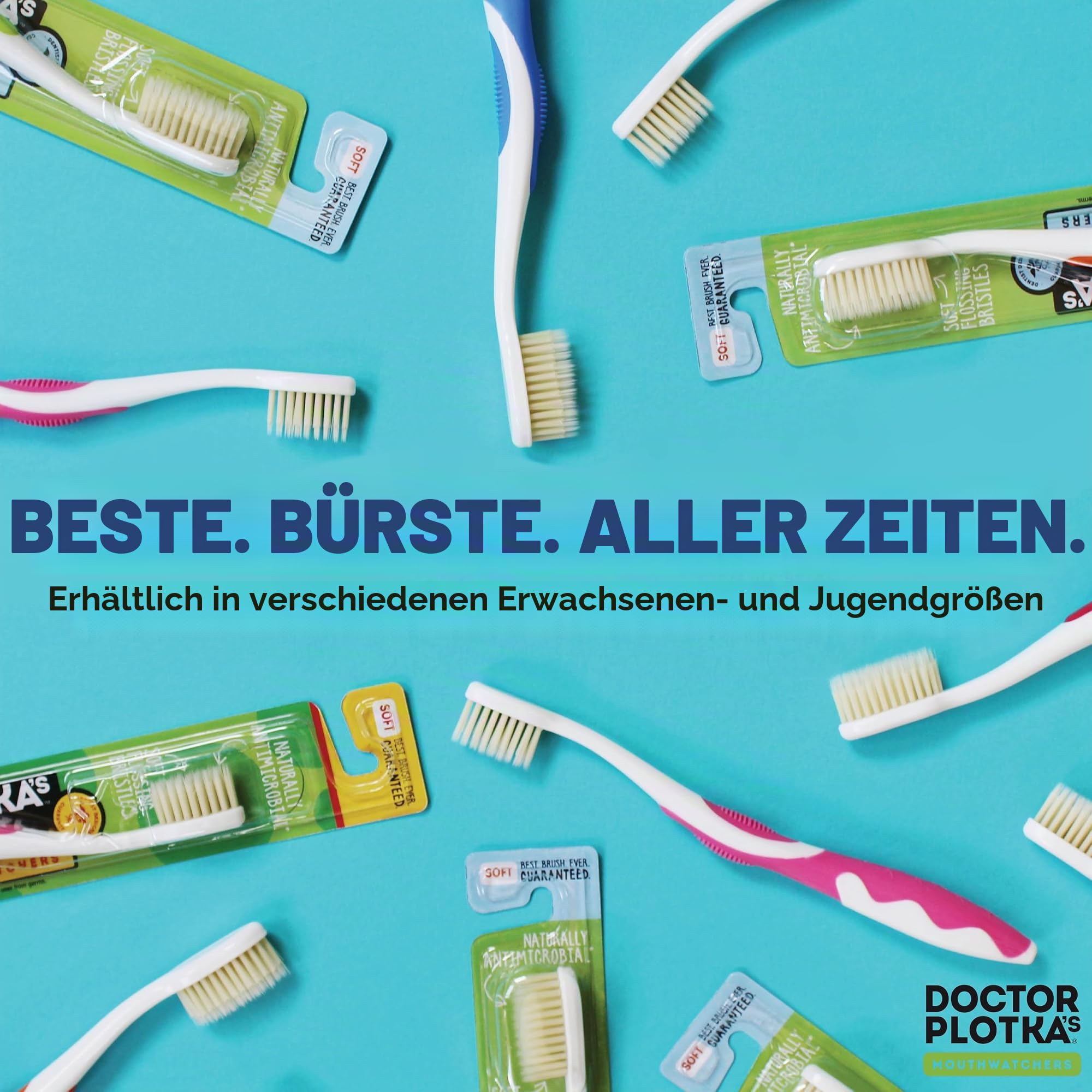 MOUTHWATCHERS Doctor Plotka's Floss Borsten-Zahnbürste, für Erwachsene, 8 Stück