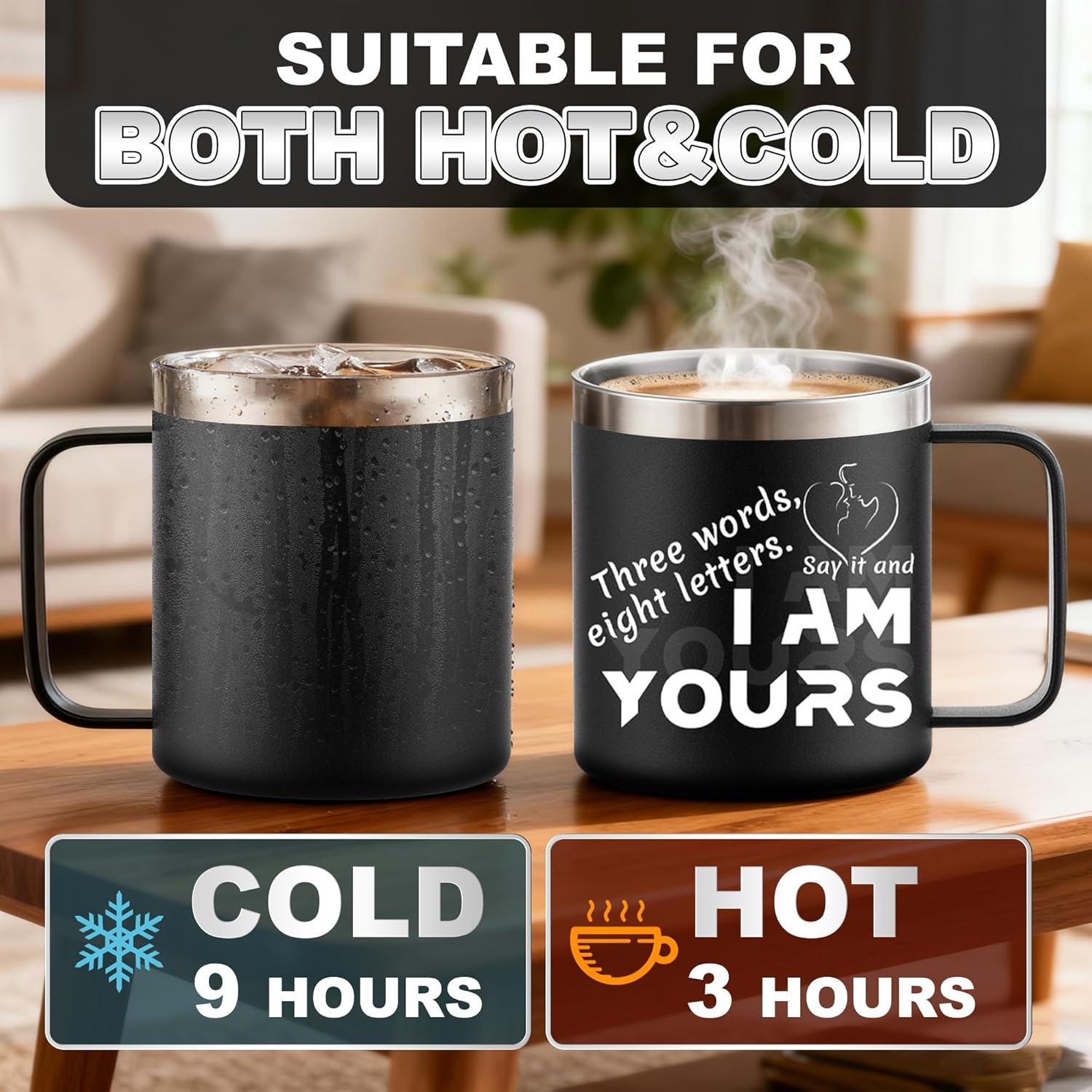 Valentines Day Gifts for Him Boyfriend Husband - I Am Yours Coffee Mug Gift for Birthday, Anniversary & Christmas - Thoughtful I Love You Gifts for Men Dad Couples, 14oz, Black - Image 3