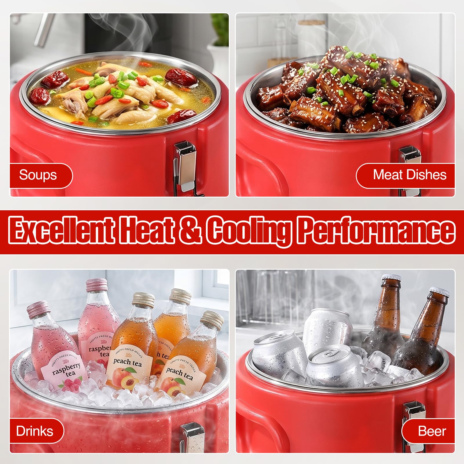 Contenitore termico da 12 litri con rubinetto, contenitore termico portatile per zuppe, scaldavivande con rivestimento interno in acciaio inox per alimenti e acqua