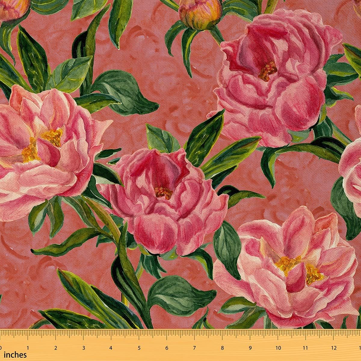 Retro Flower Waterproof Fabric by The Yard Pink Floral Rustic Style Decorative